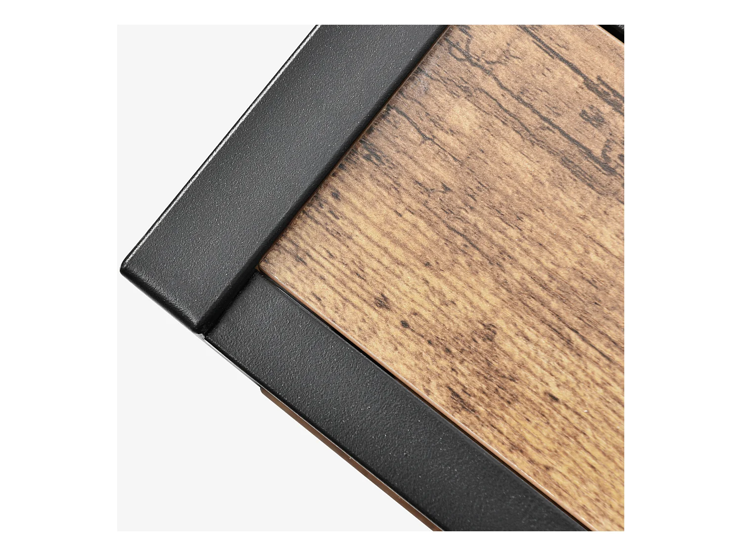 Lit adulte 140x200 cm avec sommier métallique - tête de lit rangement - cadre de lit en métal - marron (sans matelas)