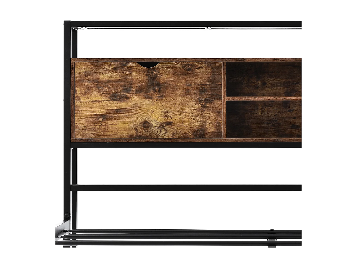 Lit adulte 140x200 cm avec sommier métallique - tête de lit rangement - cadre de lit en métal - marron (sans matelas)