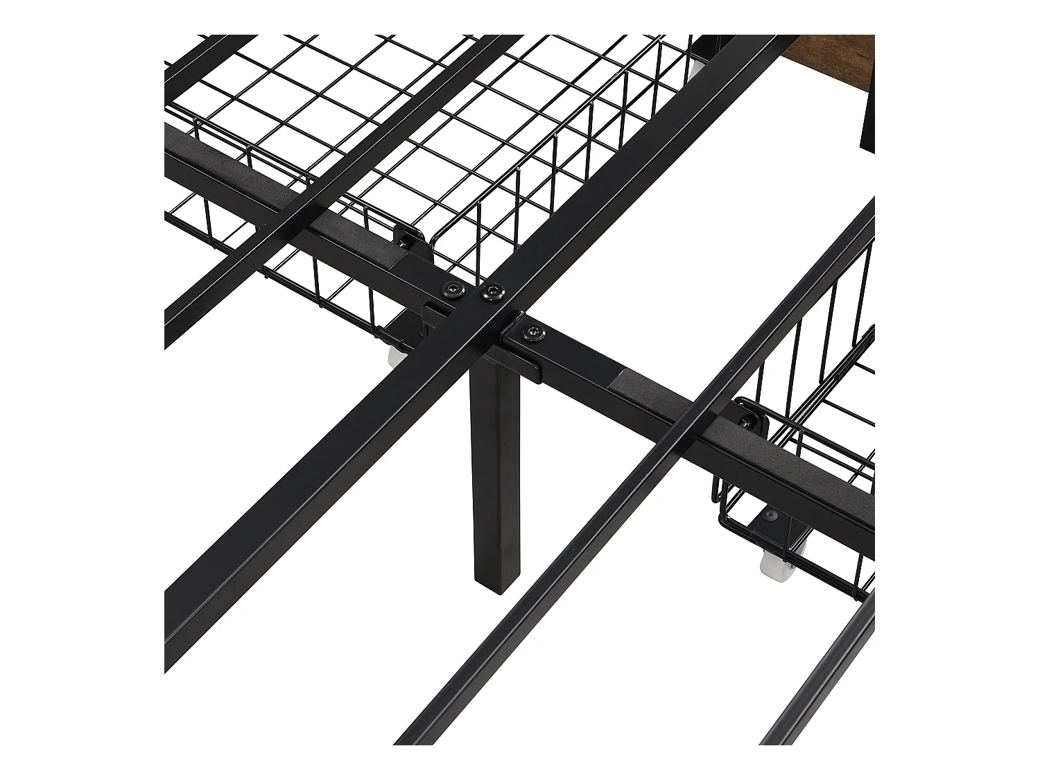 Lit adulte double 160x200 cm avec sommier en bois - tête de lit rangement et 4 tiroirs - similicuir - noir (sans matelas)