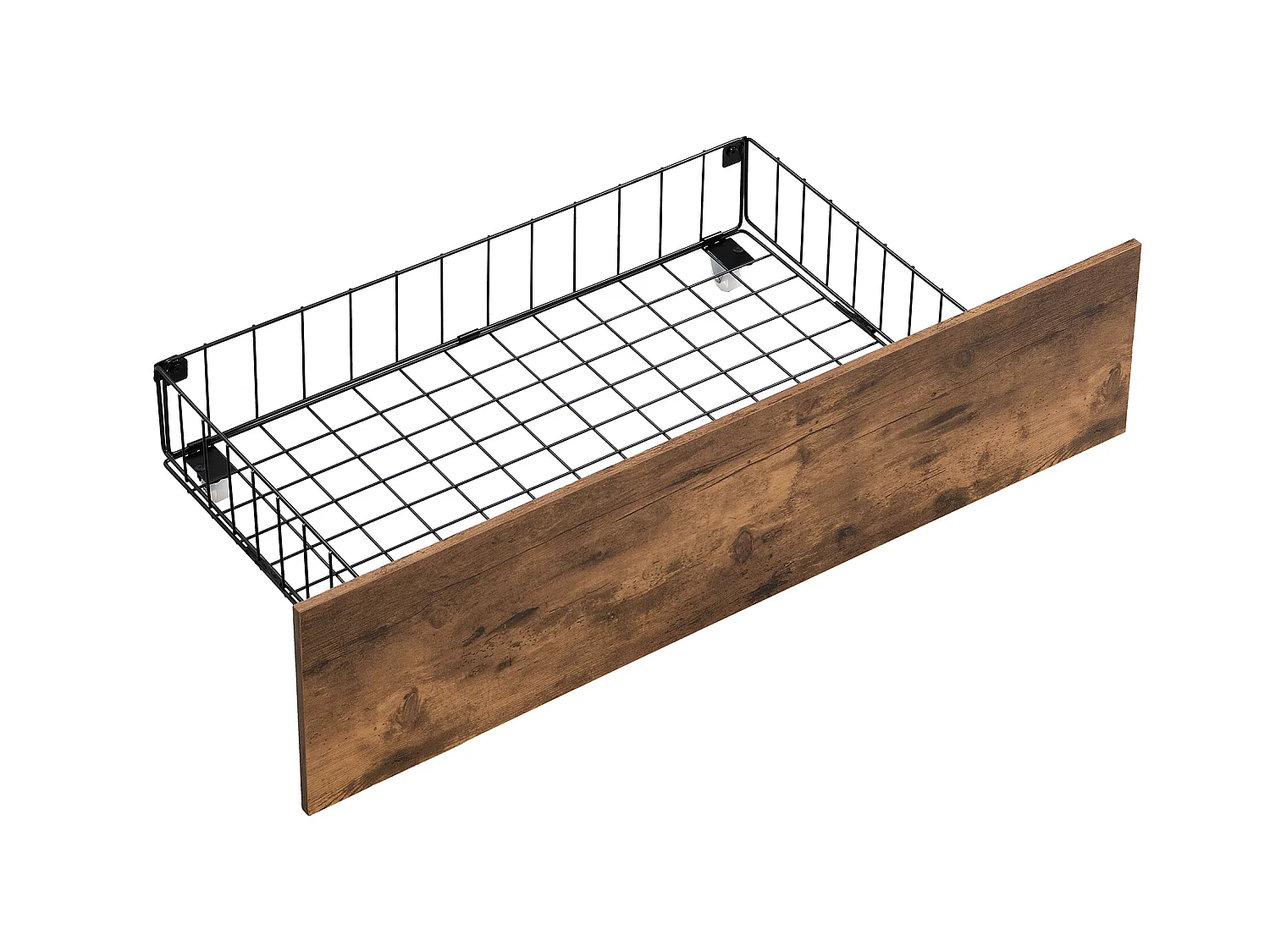 Lit adulte double 160x200 cm avec sommier en bois - tête de lit rangement et 4 tiroirs - similicuir - noir (sans matelas)