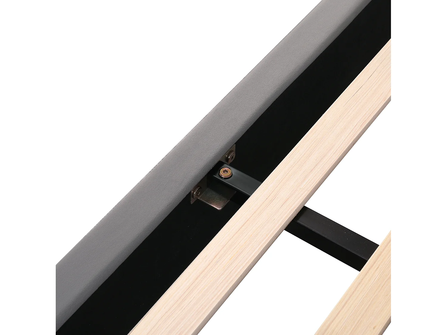 Tweepersoonsbed voor volwassenen 180x200 cm met lattenbodem en 2 opberglades - gewatteerd hoofdeinde - fluweel - grijs (zonder matras)