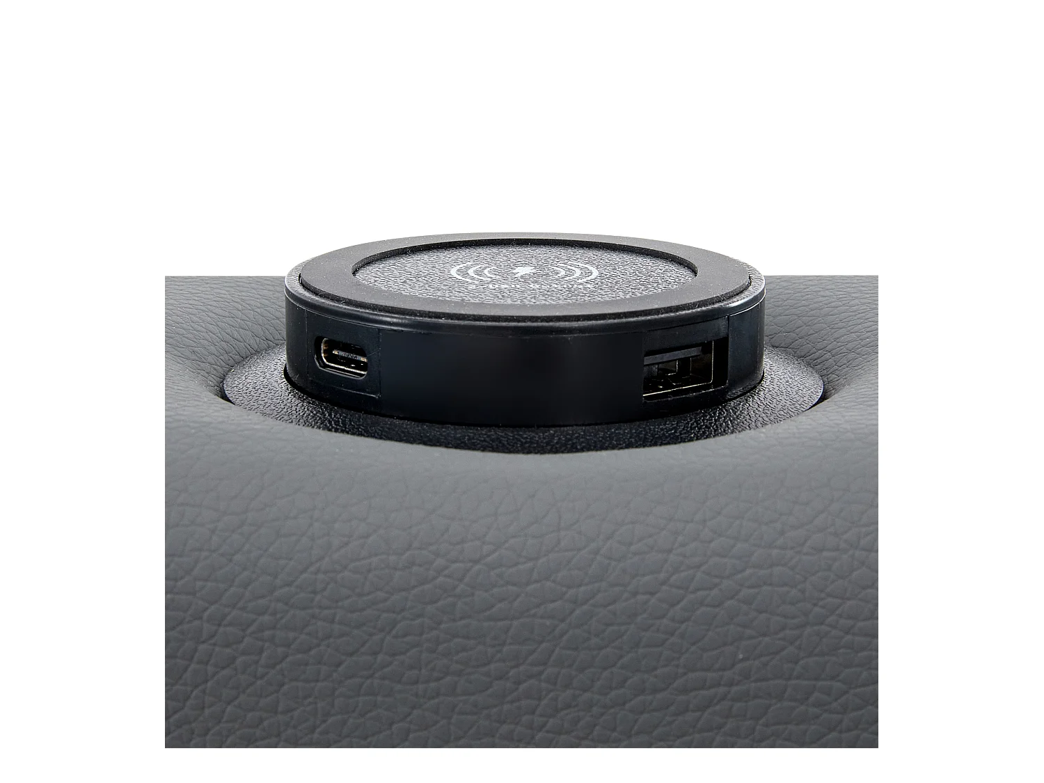 Lit enfant 90x190 cm avec sommier - tête de lit capitonnée avec USB LED et 4 tiroirs - similicuir - gris (sans matelas)