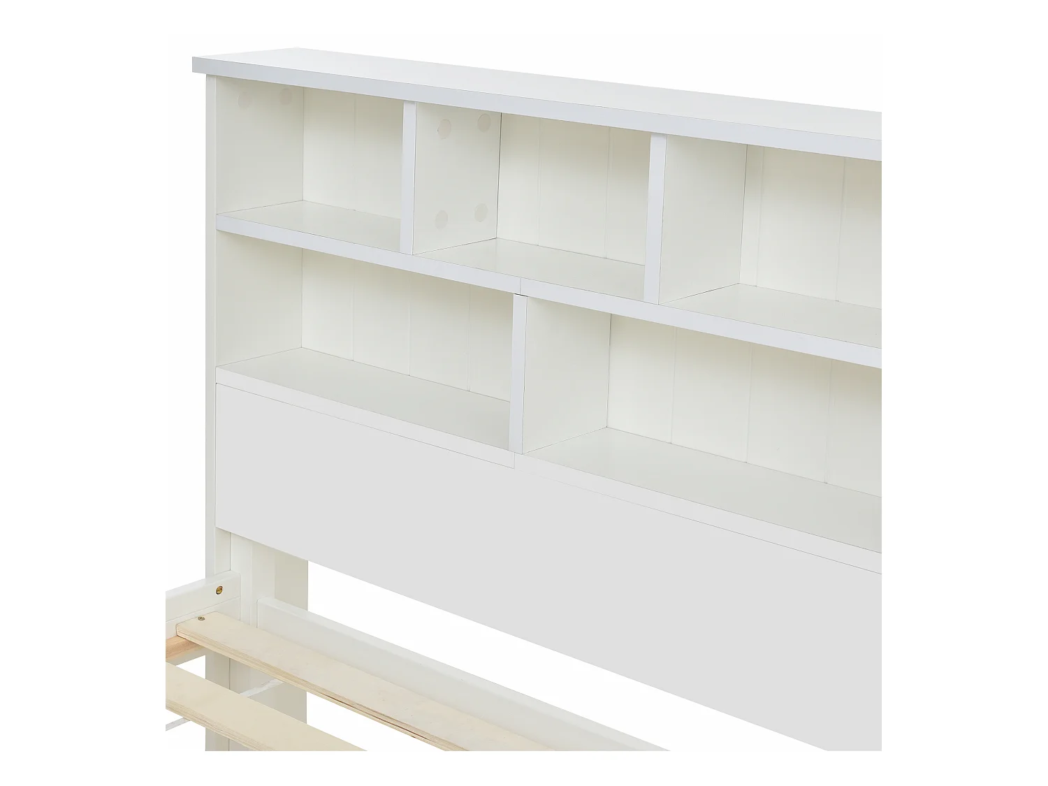 Tweepersoonsbed 140x200cm met lattenbodem - opberghoofdeinde met 1 lade - hout - wit (zonder matras)