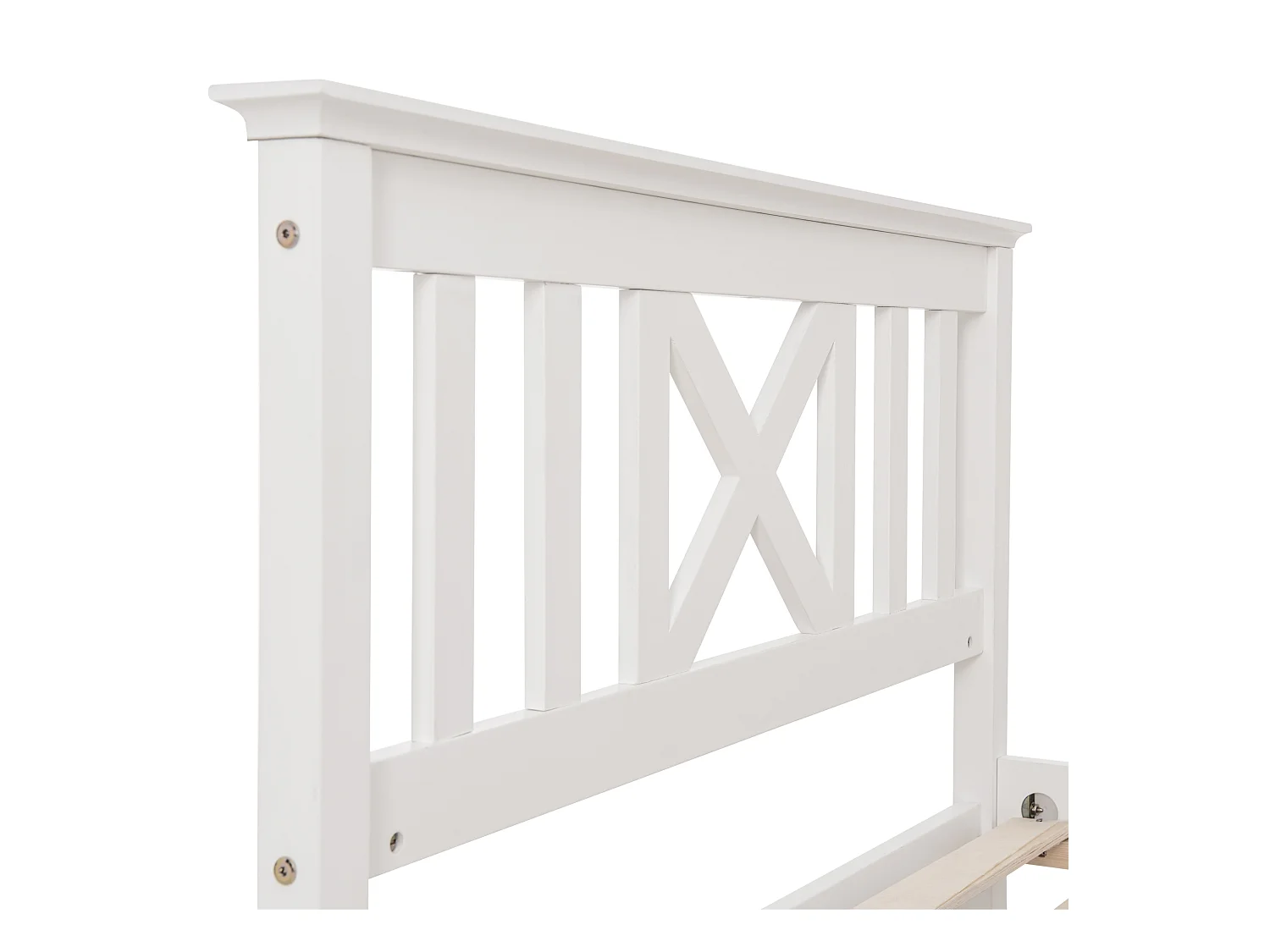 Lit enfant 90x200 cm avec sommier à lattes - cadre de lit en bois - blanc (sans matelas)