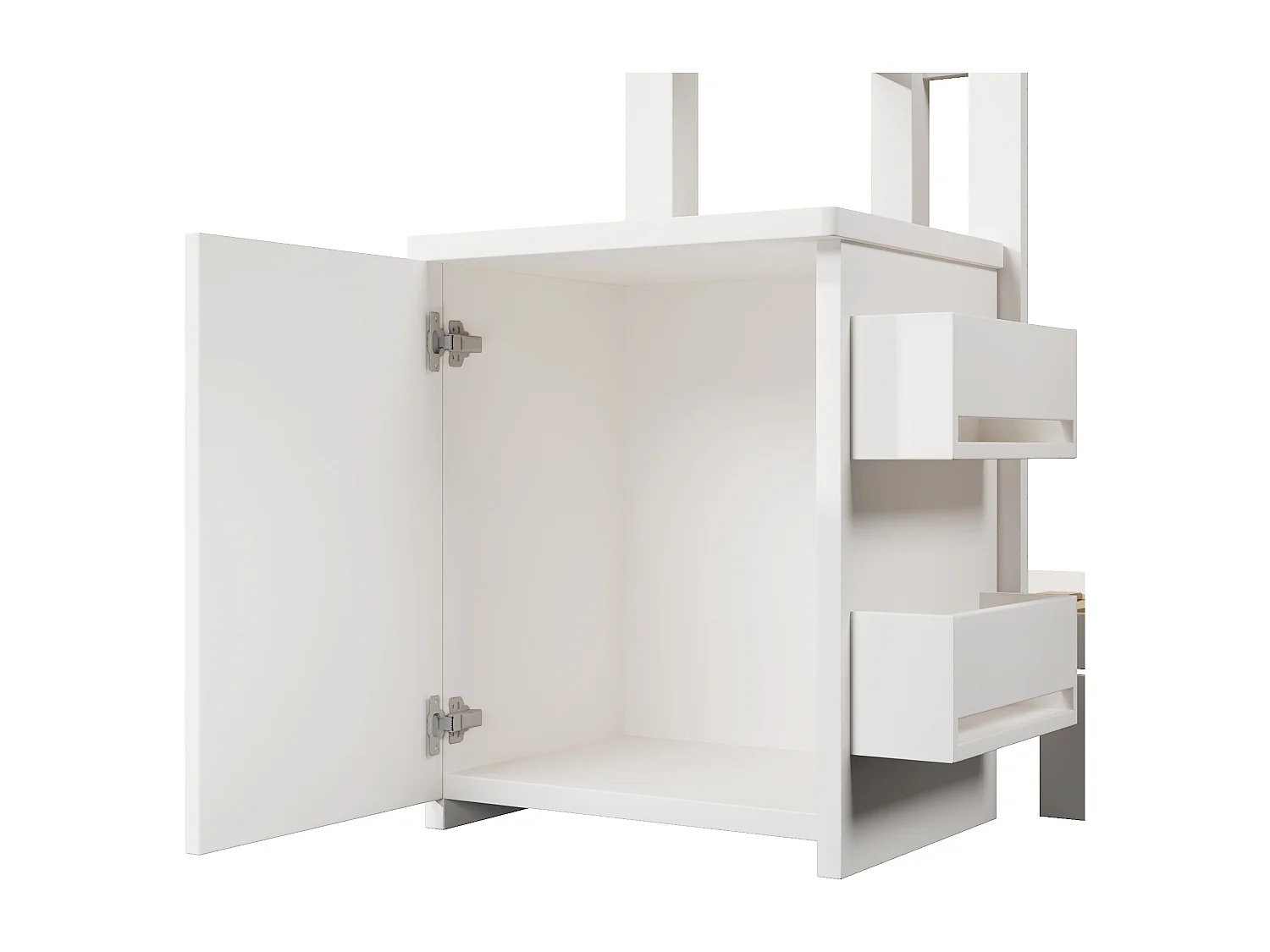 Lit enfant cabane 90x200 cm avec sommier - 1 tiroir et table de chevet amovible - blanc (sans matelas)