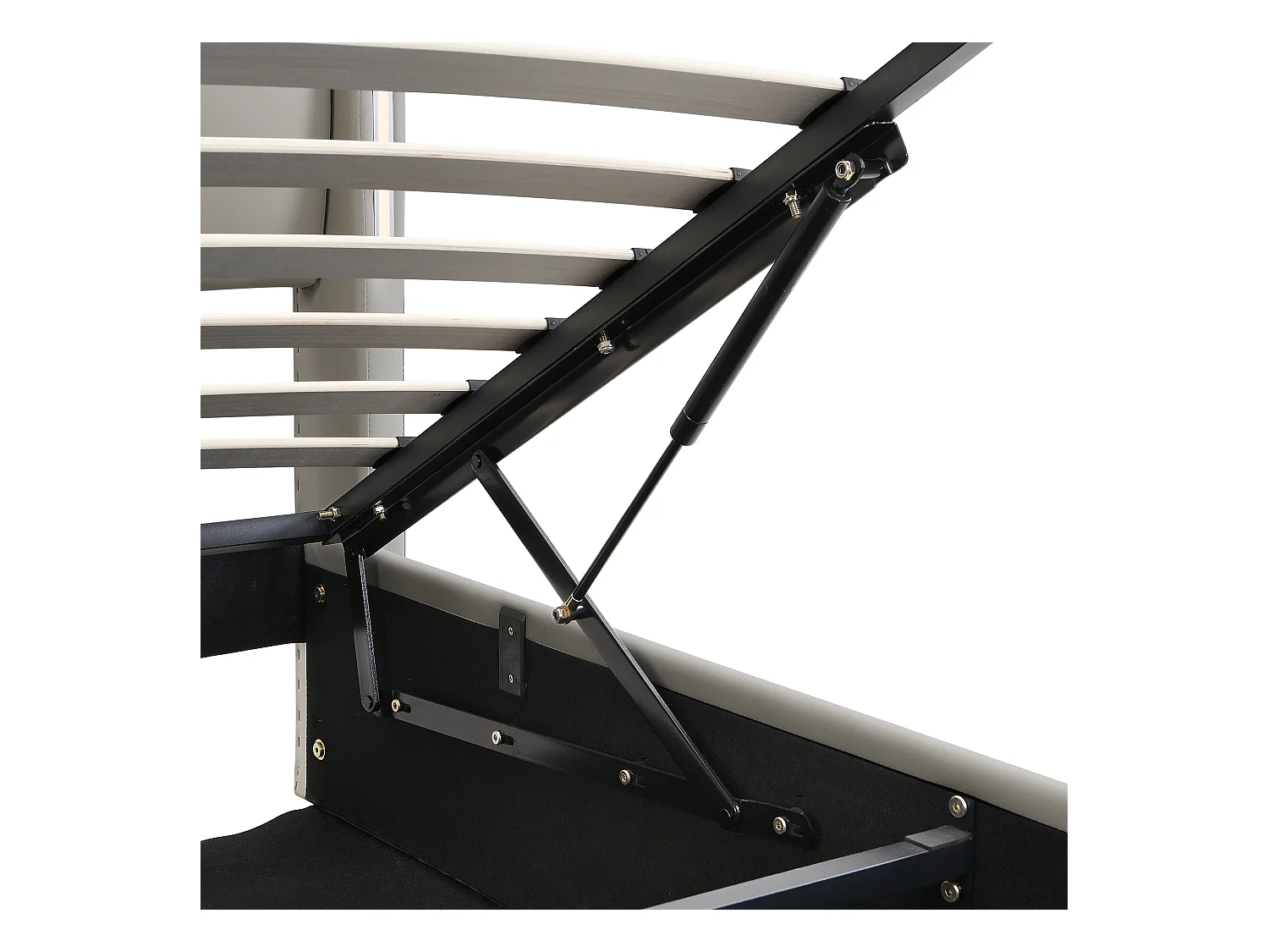 Lit coffre 140x200 cm avec sommier - tête de lit capitonnée avec LED et USB - similicuir - gris (sans matelas)