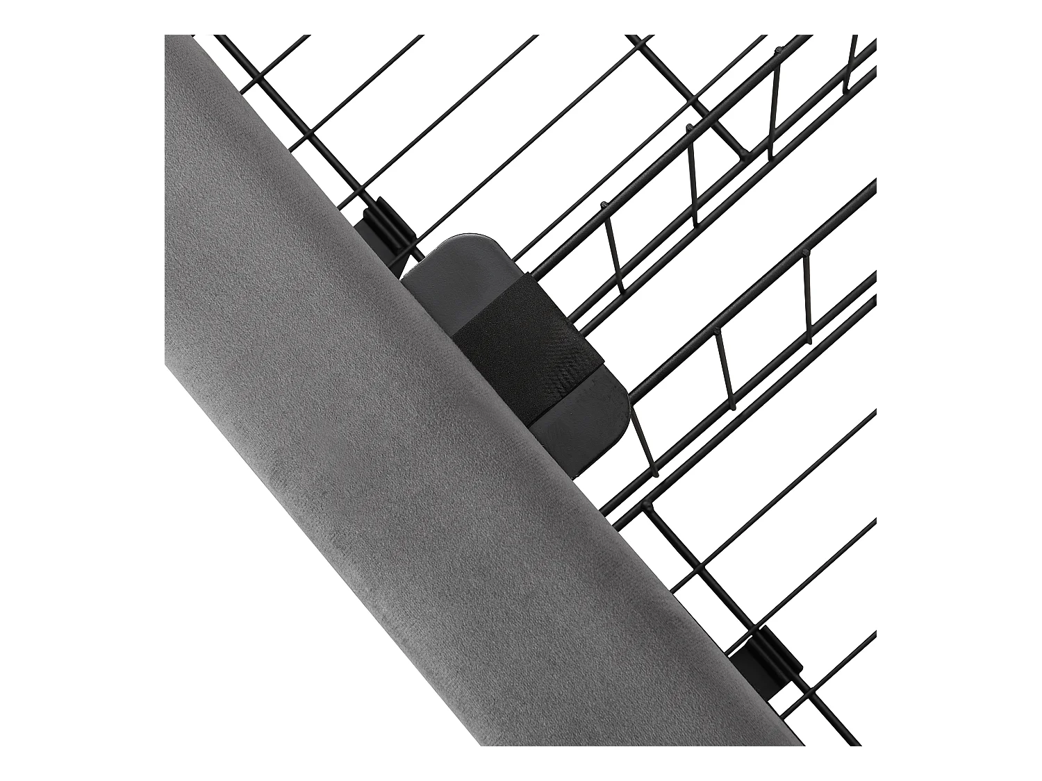 Lit coffre 140x190 cm avec sommier - 2 tiroirs et tête de lit réglable en hauteur - velours - gris (sans matelas)