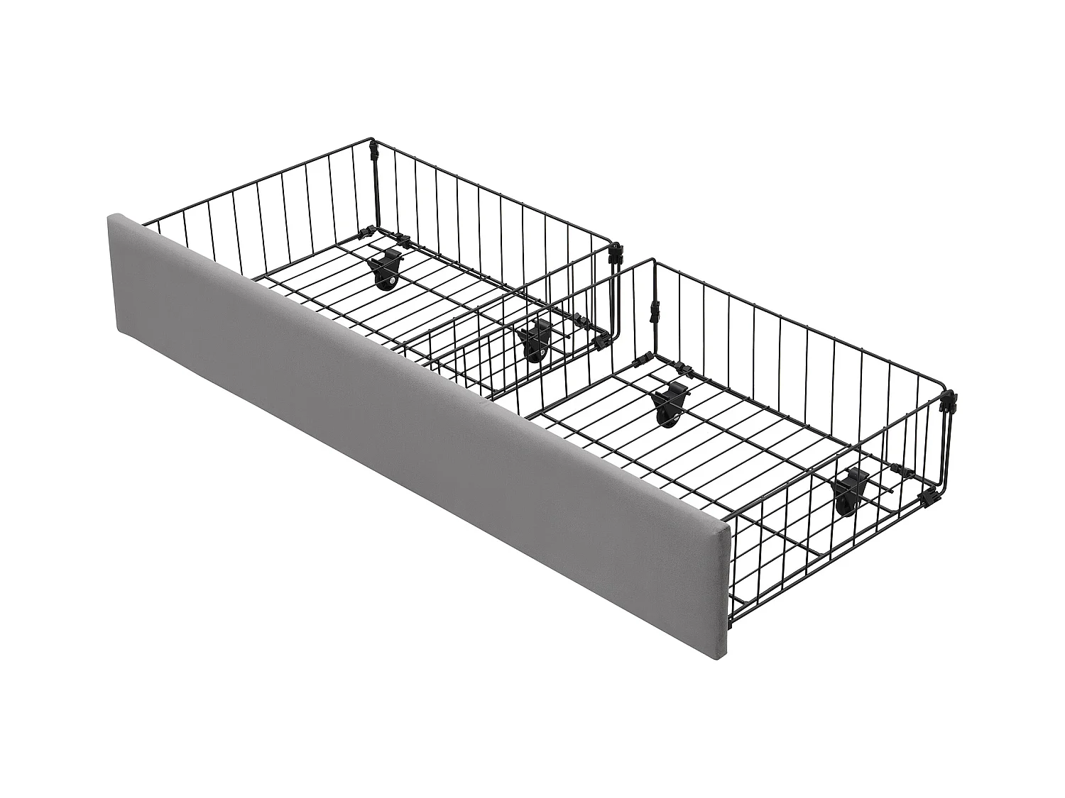 Lit coffre 140x190 cm avec sommier - 2 tiroirs et tête de lit réglable en hauteur - velours - gris (sans matelas)