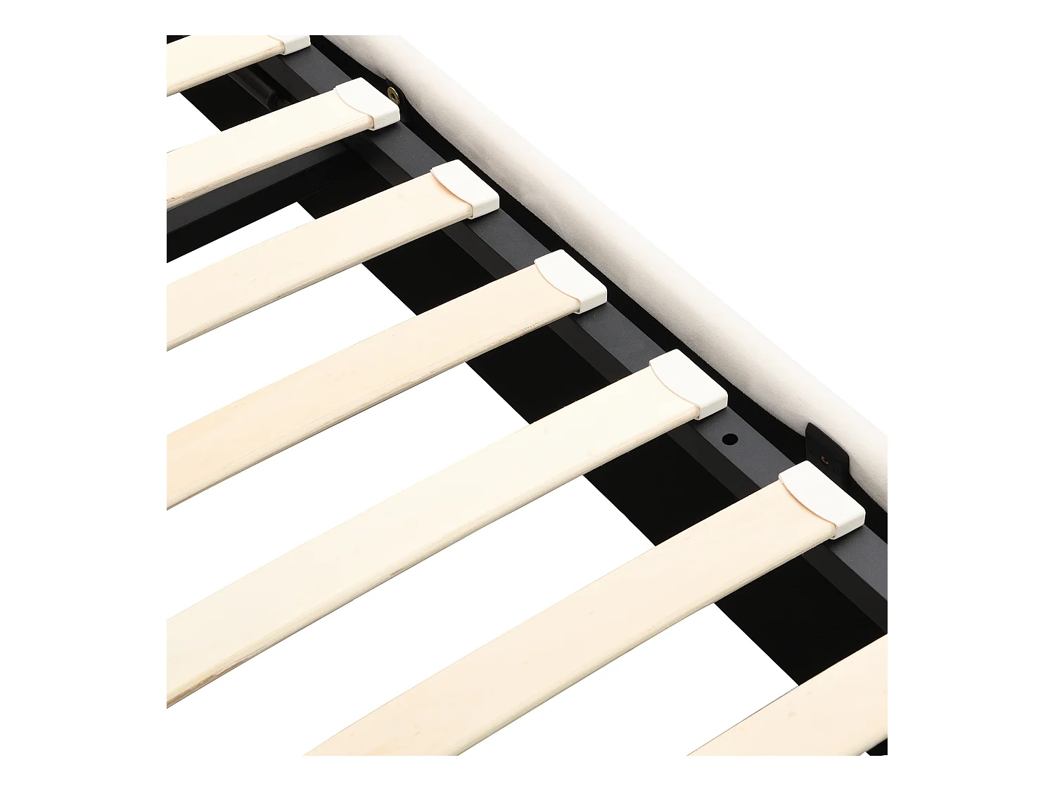 Volwassen opbergbed 140x190 cm met onderstel - 2 lades en in hoogte verstelbaar hoofdeinde - beige fluweel (zonder matras)