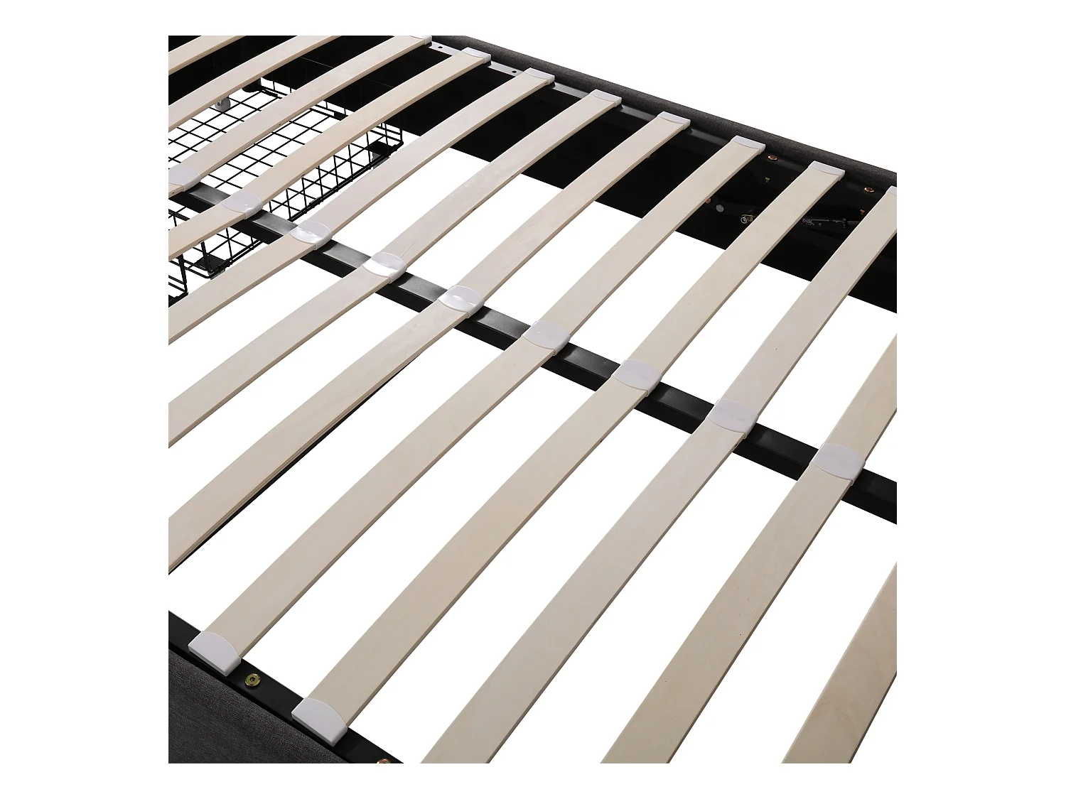 lit coffre 140x190 cm avec sommier - tête de lit de rangement à LED et tiroirs - lin - gris (sans matelas)