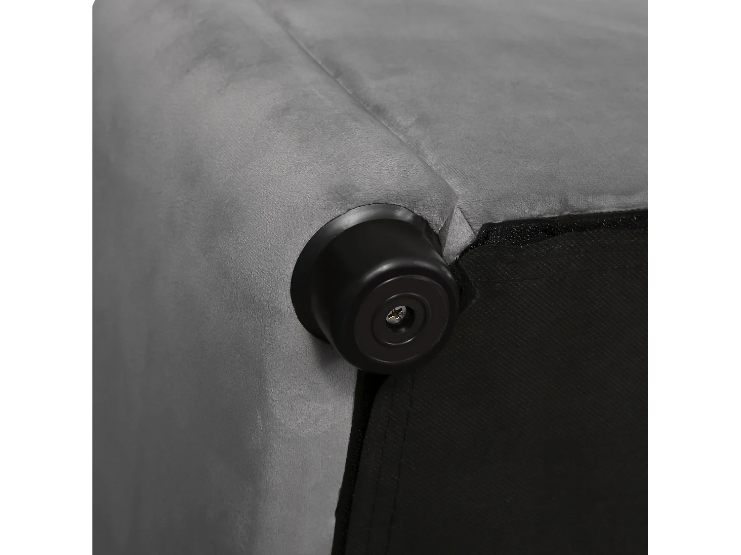 Lit coffre 140x200 cm avec sommier en bois - tête de lit capitonnée - velours - gris (sans matelas)