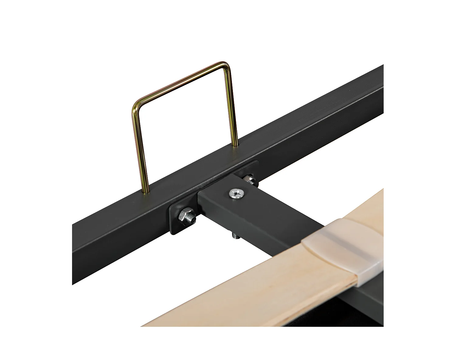 Lit coffre 160x200 cm avec sommier - tête de lit réglable en hauteur - métal + bois - velours beige (sans matelas)