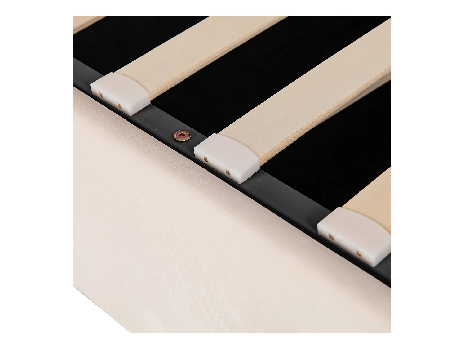 Lit coffre 160x200 cm avec sommier - tête de lit réglable en hauteur - métal + bois - velours beige (sans matelas)