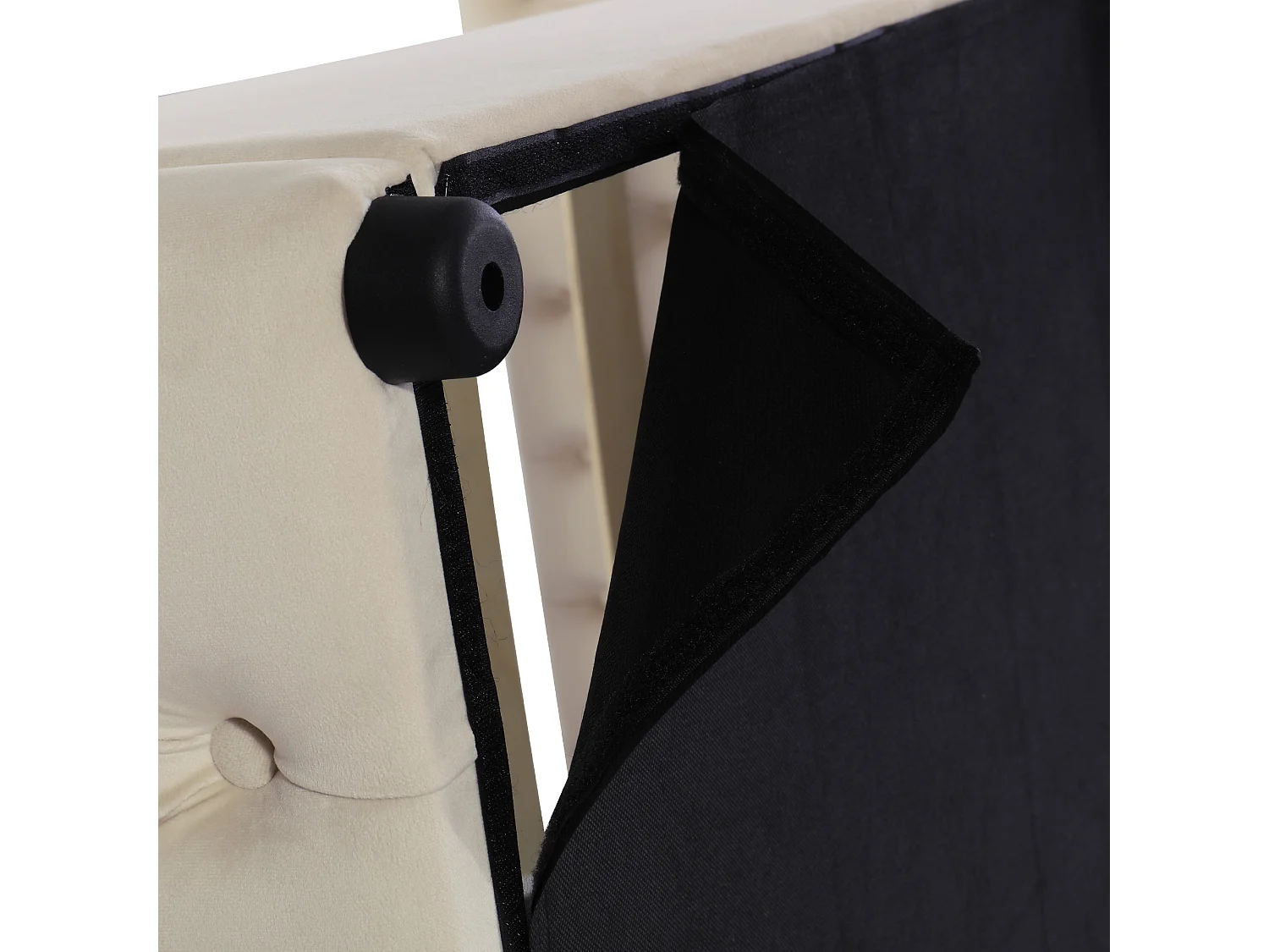 Lit coffre 140x200 cm avec sommier - tête de lit capitonnée - velours - beige (sans matelas)