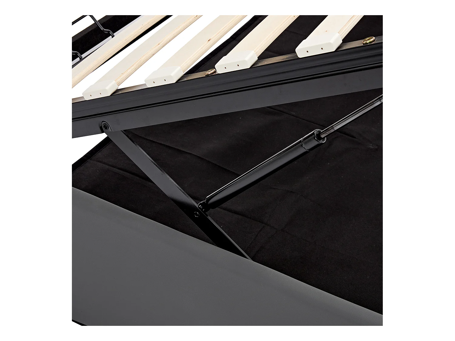 Lit coffre 140x190 cm avec sommier - tête de lit capitonnée avec LED et USB - similicuir - gris (sans matelas)