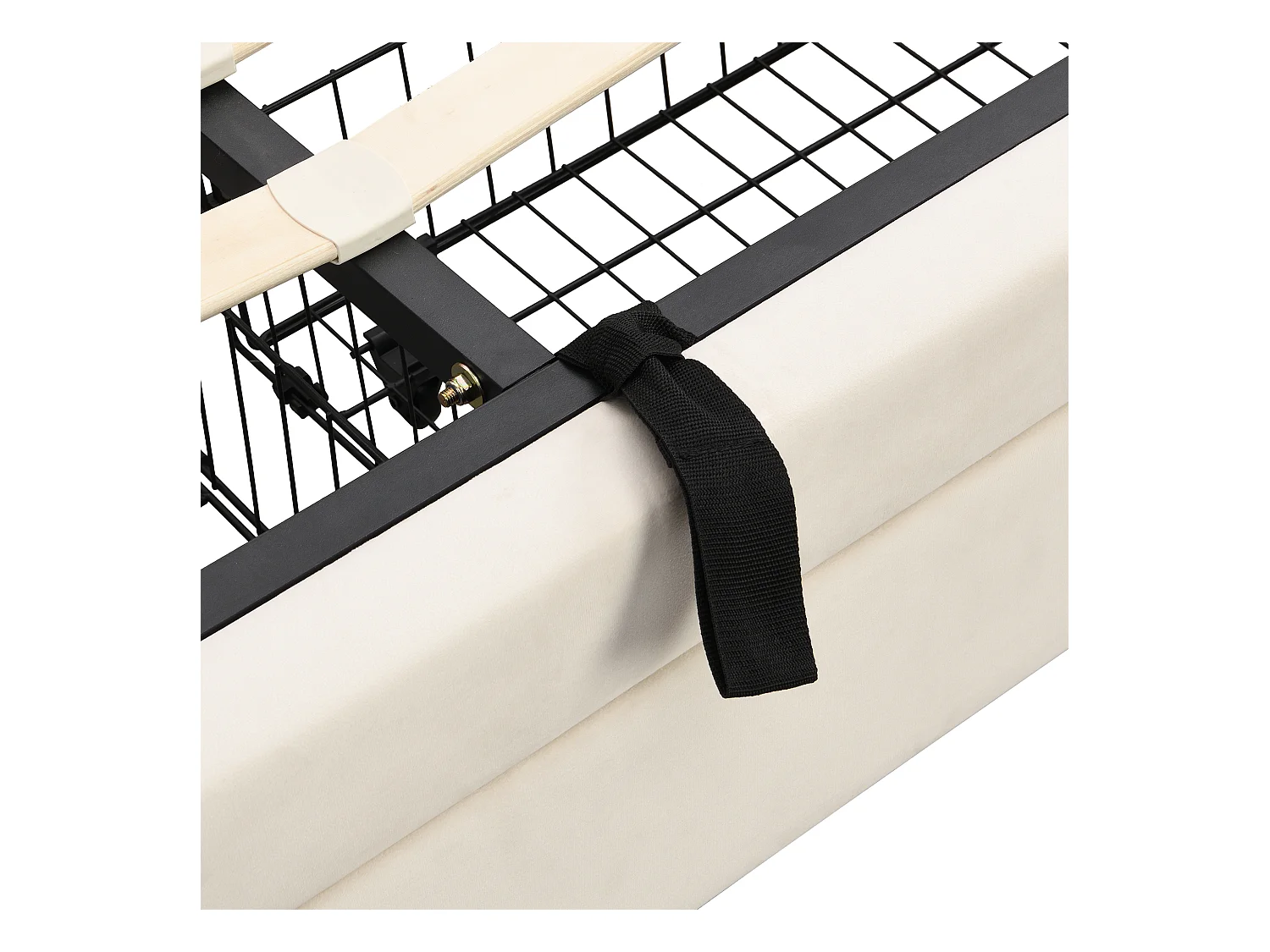 Lit coffre 160x200 cm avec sommier - 2 tiroirs et tête de lit réglable en hauteur - velours - beige (sans matelas)