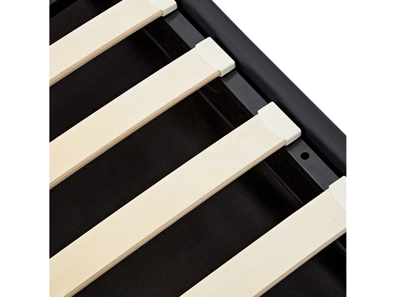 Volwassen opbergbed 140x200 cm met lattenbodem - gewatteerd hoofdeinde met LED en USB - kunstleer - zwart (zonder matras)