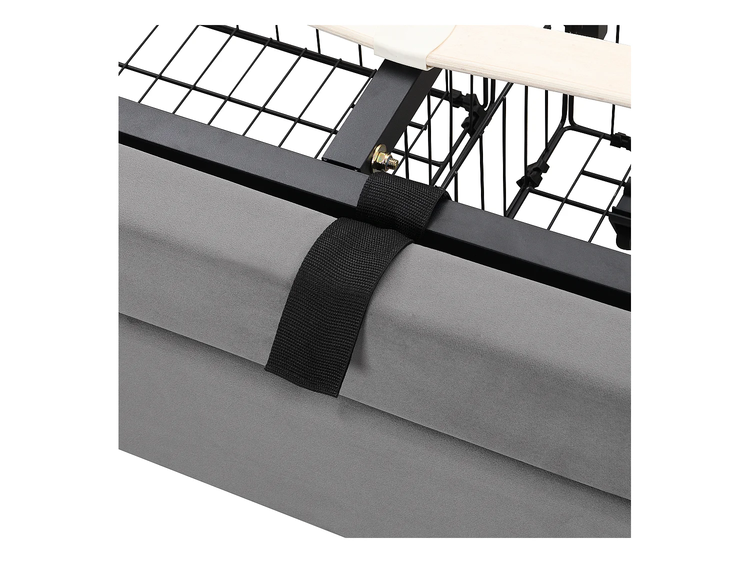 Lit coffre 180x200 cm avec sommier - 2 tiroirs et tête de lit réglable en hauteur - velours - gris (sans matelas)