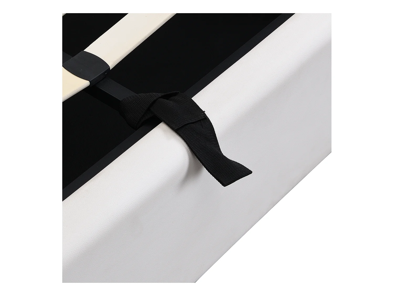 Lit coffre 160x200 cm avec sommier - tête de lit capitonnée avec LED et USB - similicuir - blanc (sans matelas)