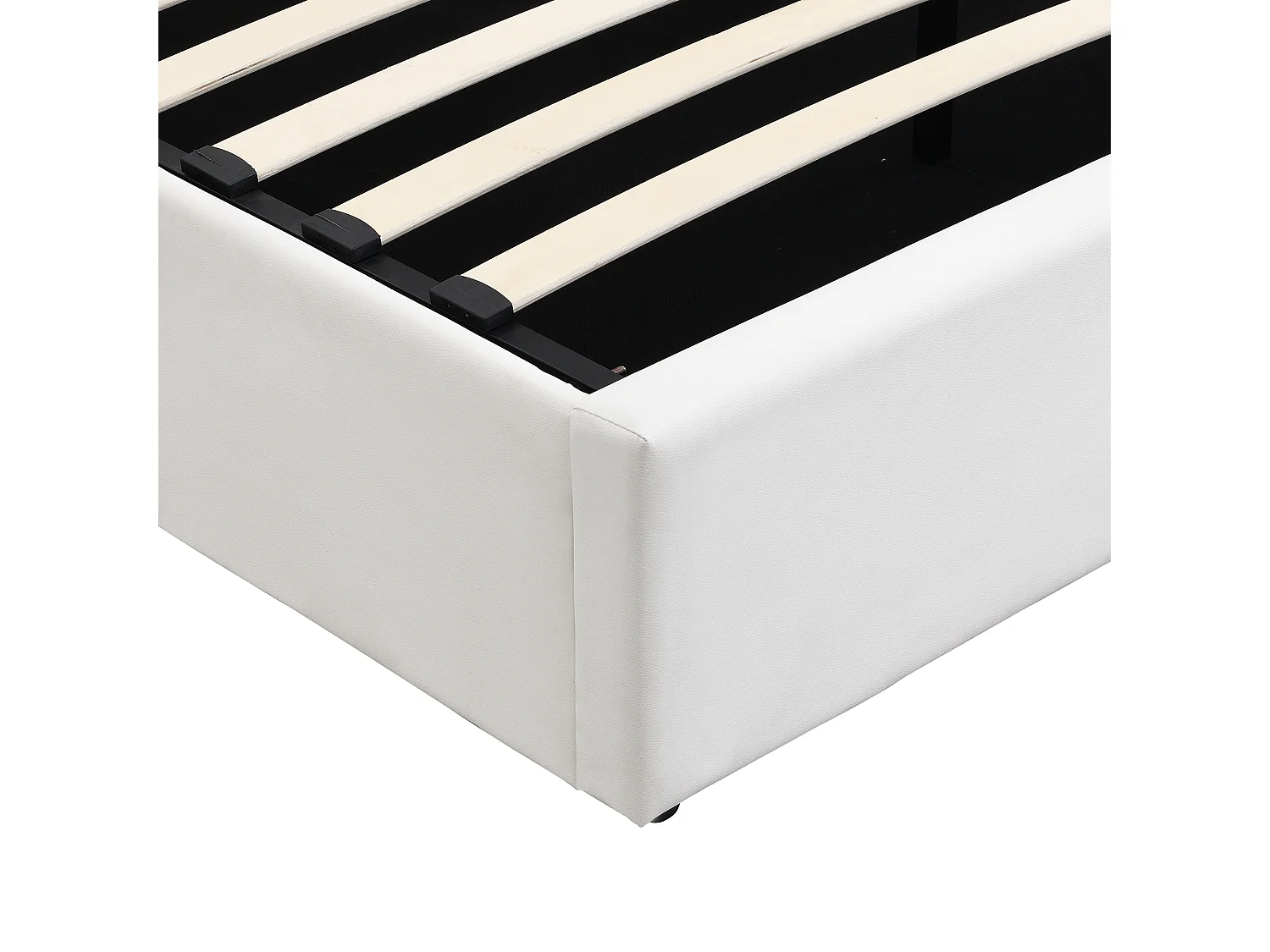 Volwassen opbergbed 160x200 cm met lattenbodem - gewatteerd hoofdeinde met LED en USB - kunstleer - wit (zonder matras)