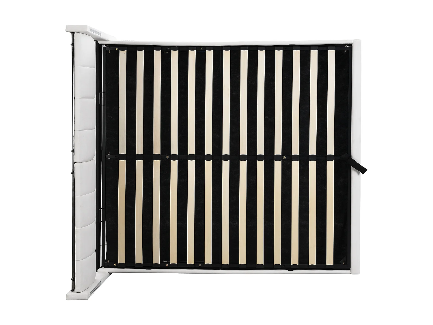 Volwassen opbergbed 160x200 cm met lattenbodem - gewatteerd hoofdeinde met LED en USB - kunstleer - wit (zonder matras)