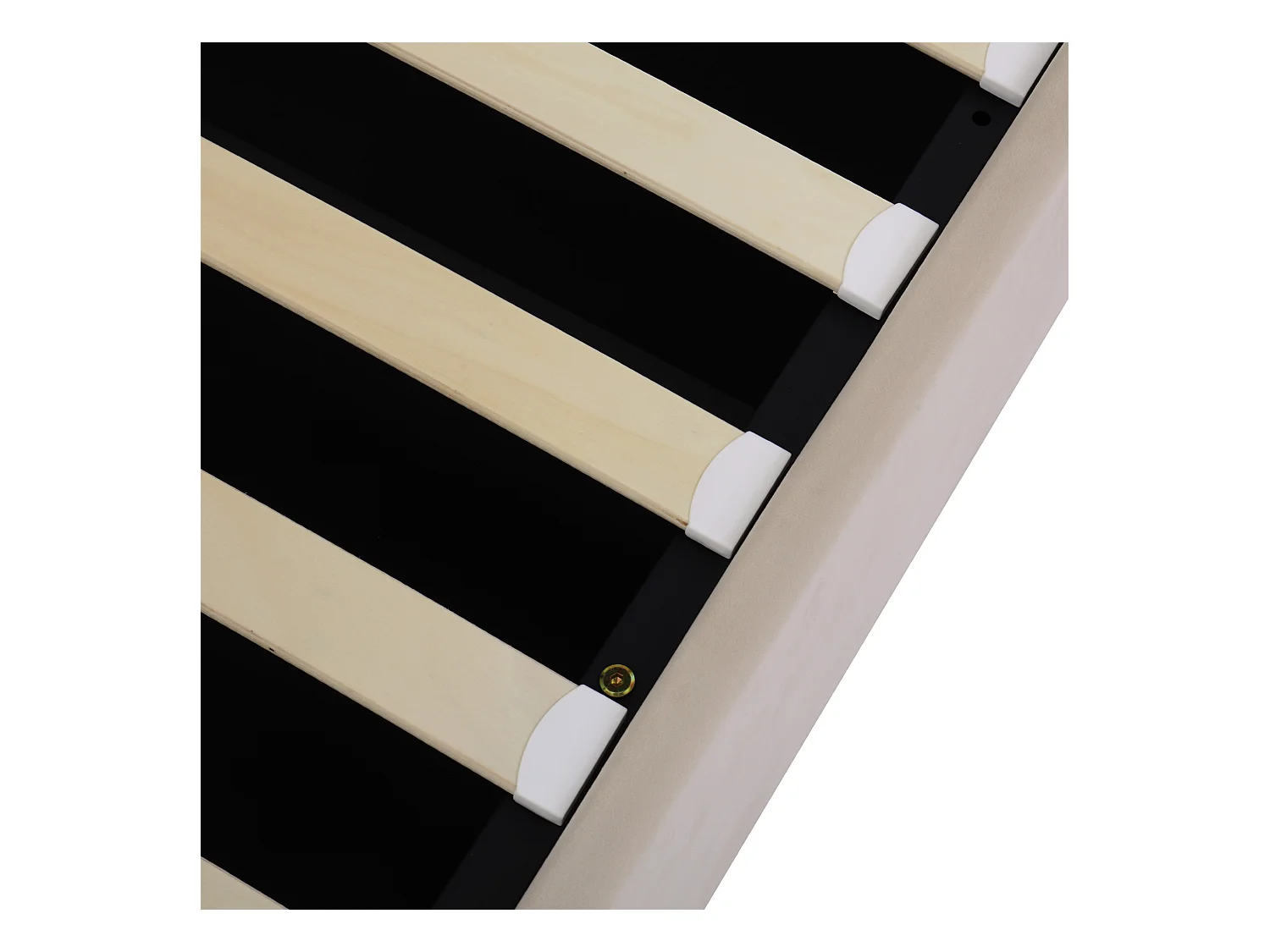 Lit coffre adulte 140x190 cm avec sommier - tête de lit capitonnée - velours - beige (sans matelas)