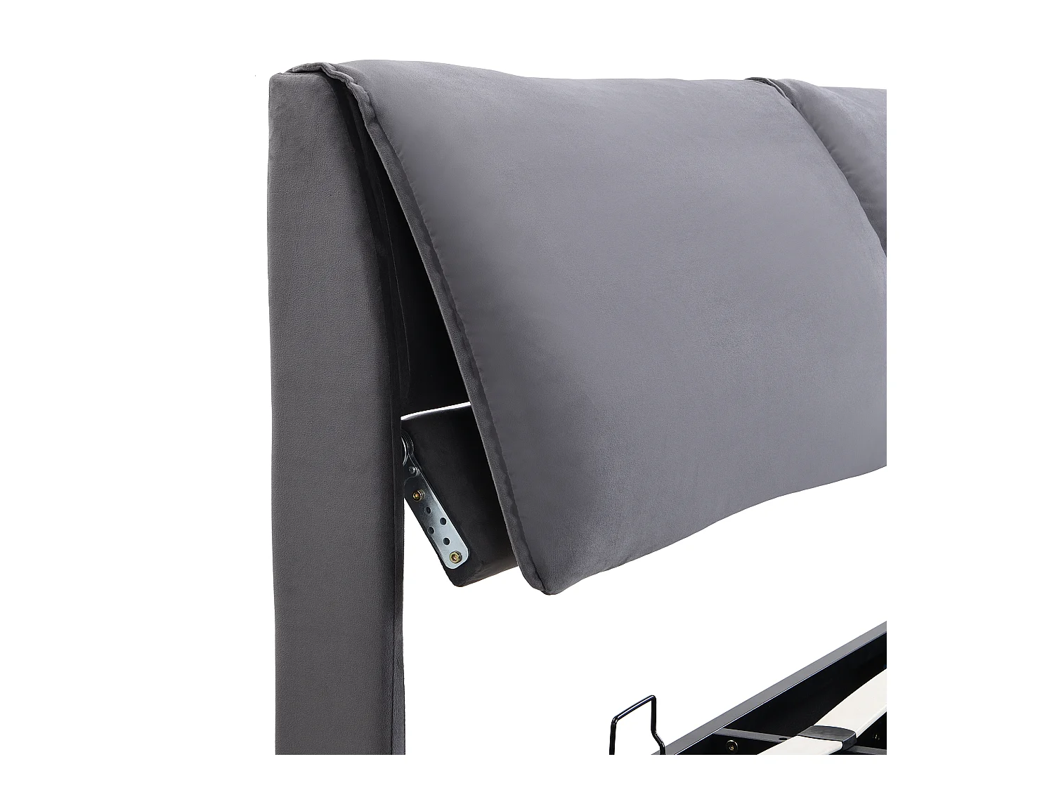 Lit coffre 180x200 cm avec sommier - tête de lit rembourré avec 3 tiroirs - velours - gris (sans matelas)