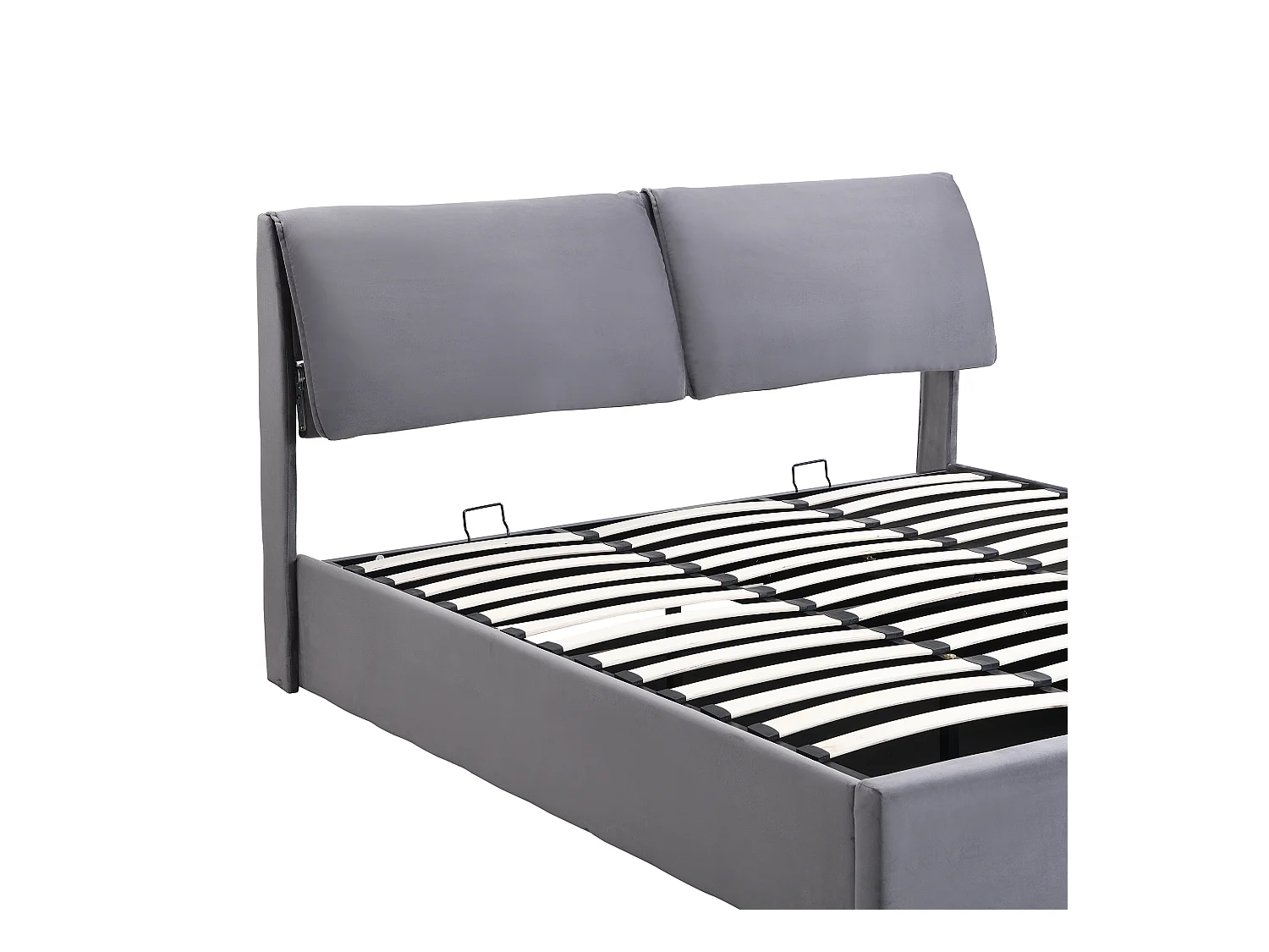 Lit coffre 180x200 cm avec sommier - tête de lit rembourré avec 3 tiroirs - velours - gris (sans matelas)