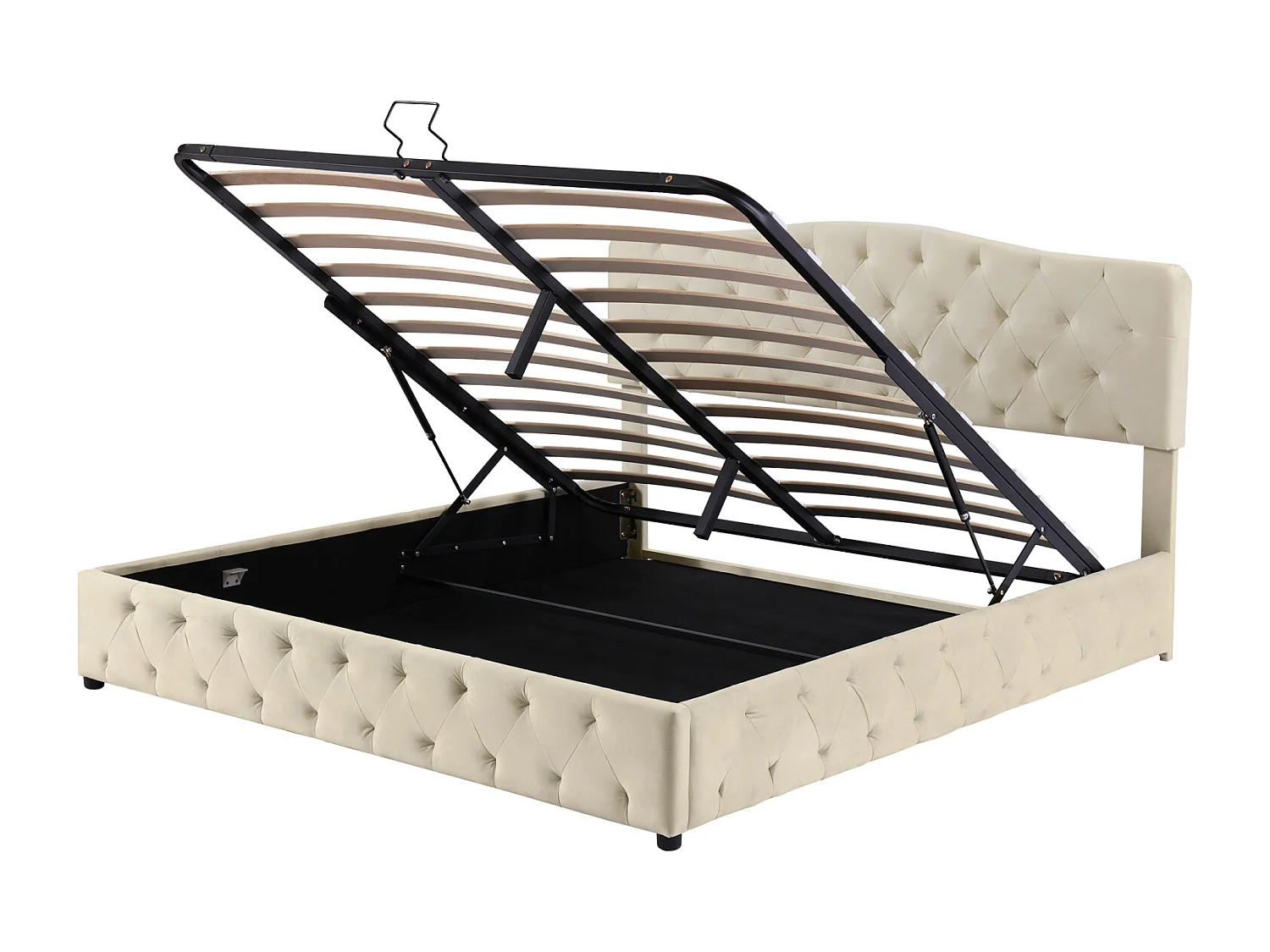 Volwassen opbergbed 180x200cm - tweepersoonsbed met verstelbare bodem en hoofdeinde - PU - Beige (zonder matras)