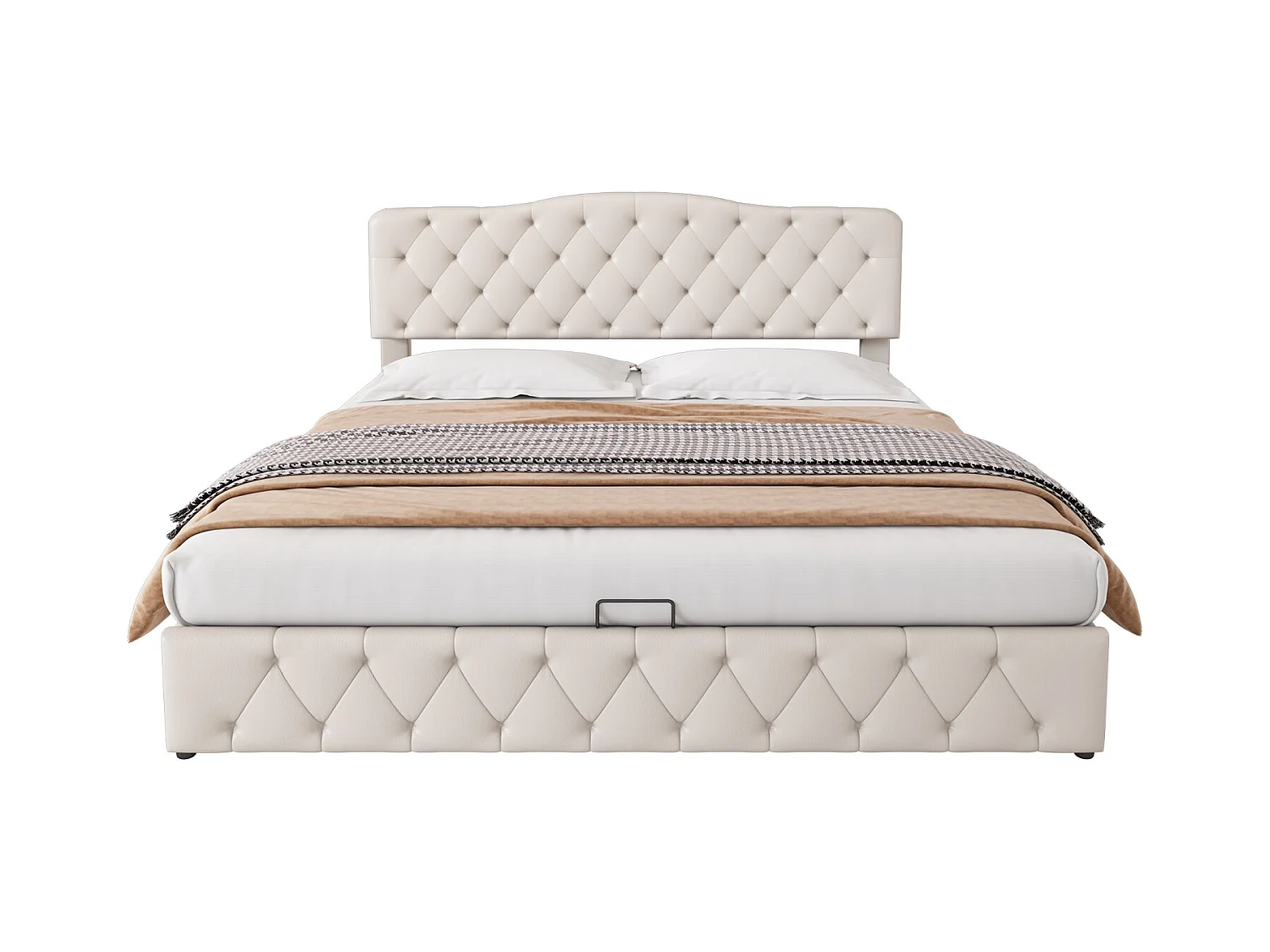 Volwassen opbergbed 180x200cm - tweepersoonsbed met verstelbare bodem en hoofdeinde - PU - wit (zonder matras)