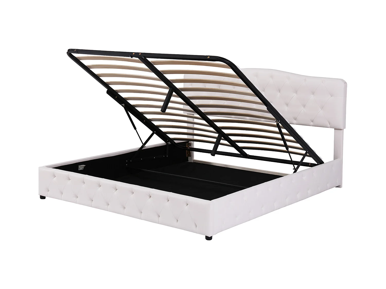 Volwassen opbergbed 180x200cm - tweepersoonsbed met verstelbare bodem en hoofdeinde - PU - wit (zonder matras)