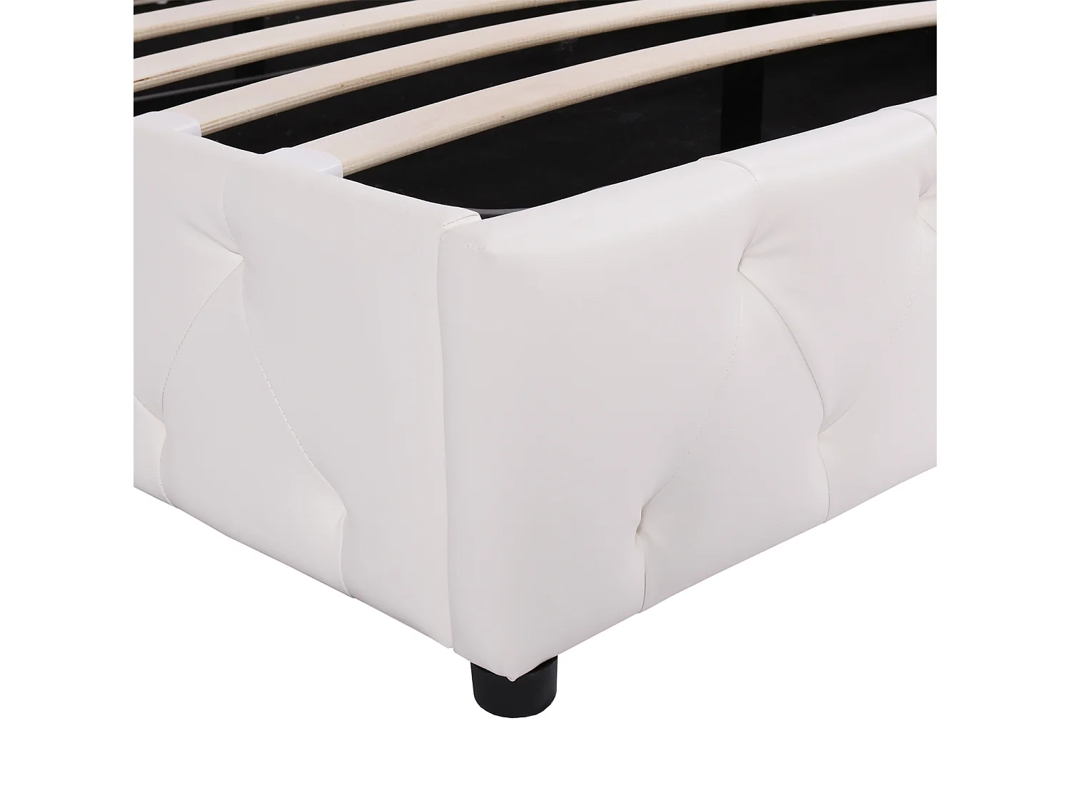 Lit coffre 180x200cm - lit 2 place avec sommier et tête de lit réglable - PU - blanc (sans matelas)