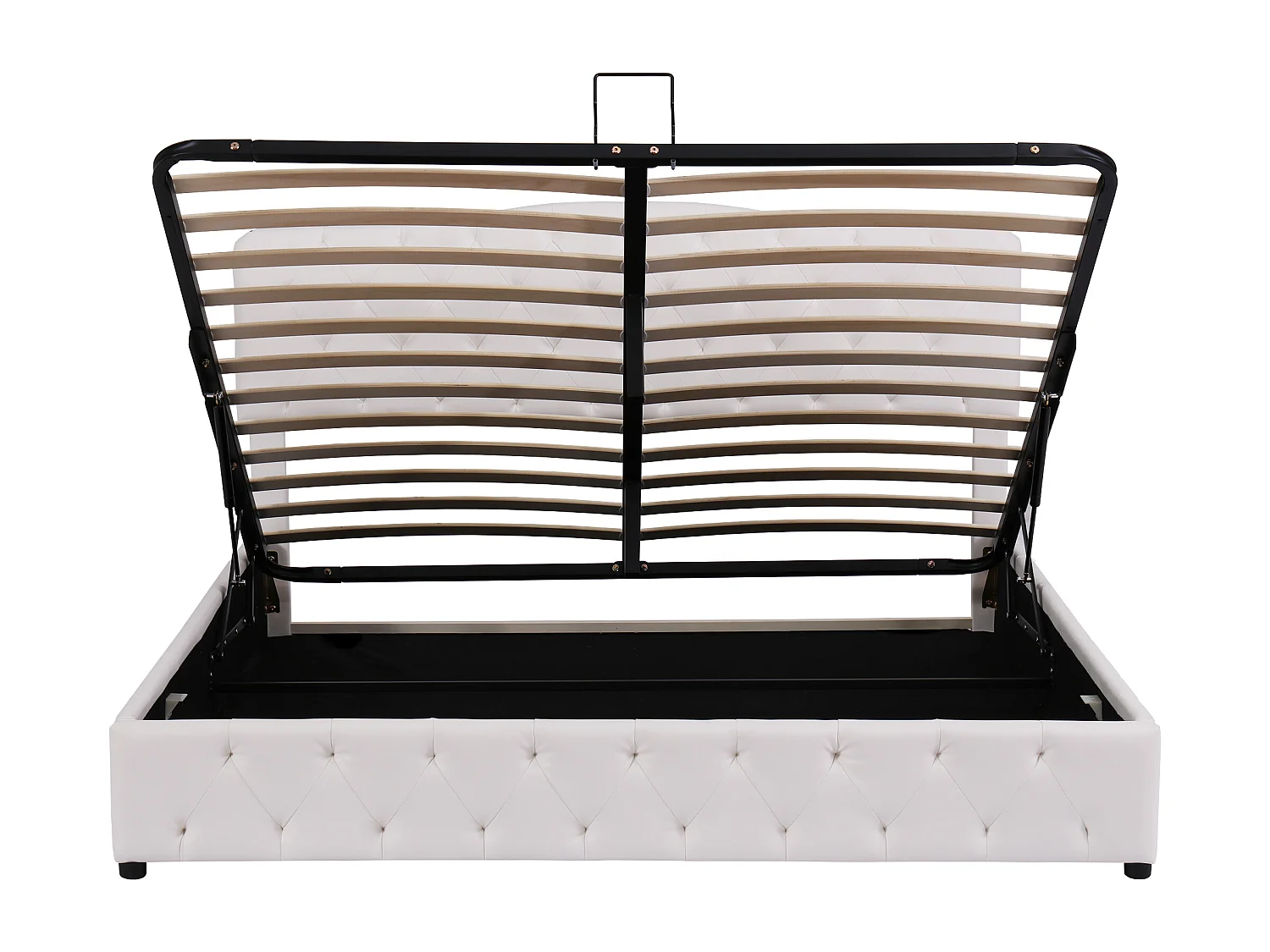 Cama de matrimonio con canapé para adultos de 180 x 200 cm, base ajustable y cabecero, de poliuretano, color blanco (sin colchón)