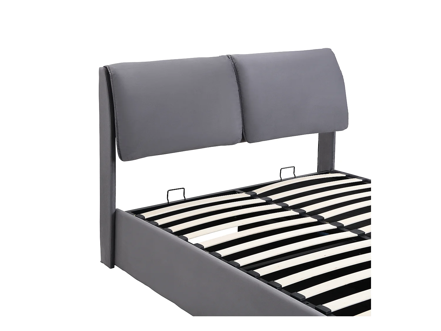 Lit coffre 140x200 cm avec sommier - tête de lit rembourré avec 3 tiroirs - velours - gris (sans matelas)