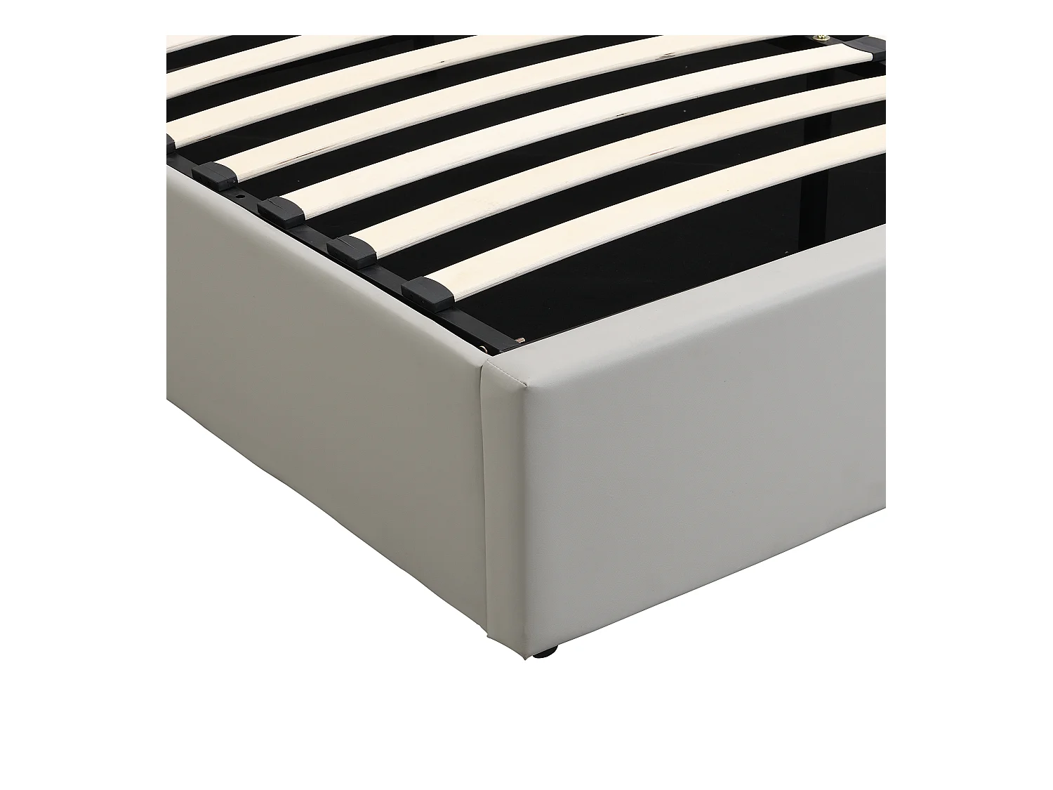 Lit coffre 140x190 cm avec sommier - tête de lit capitonnée avec LED et USB - similicuir - gris (sans matelas)