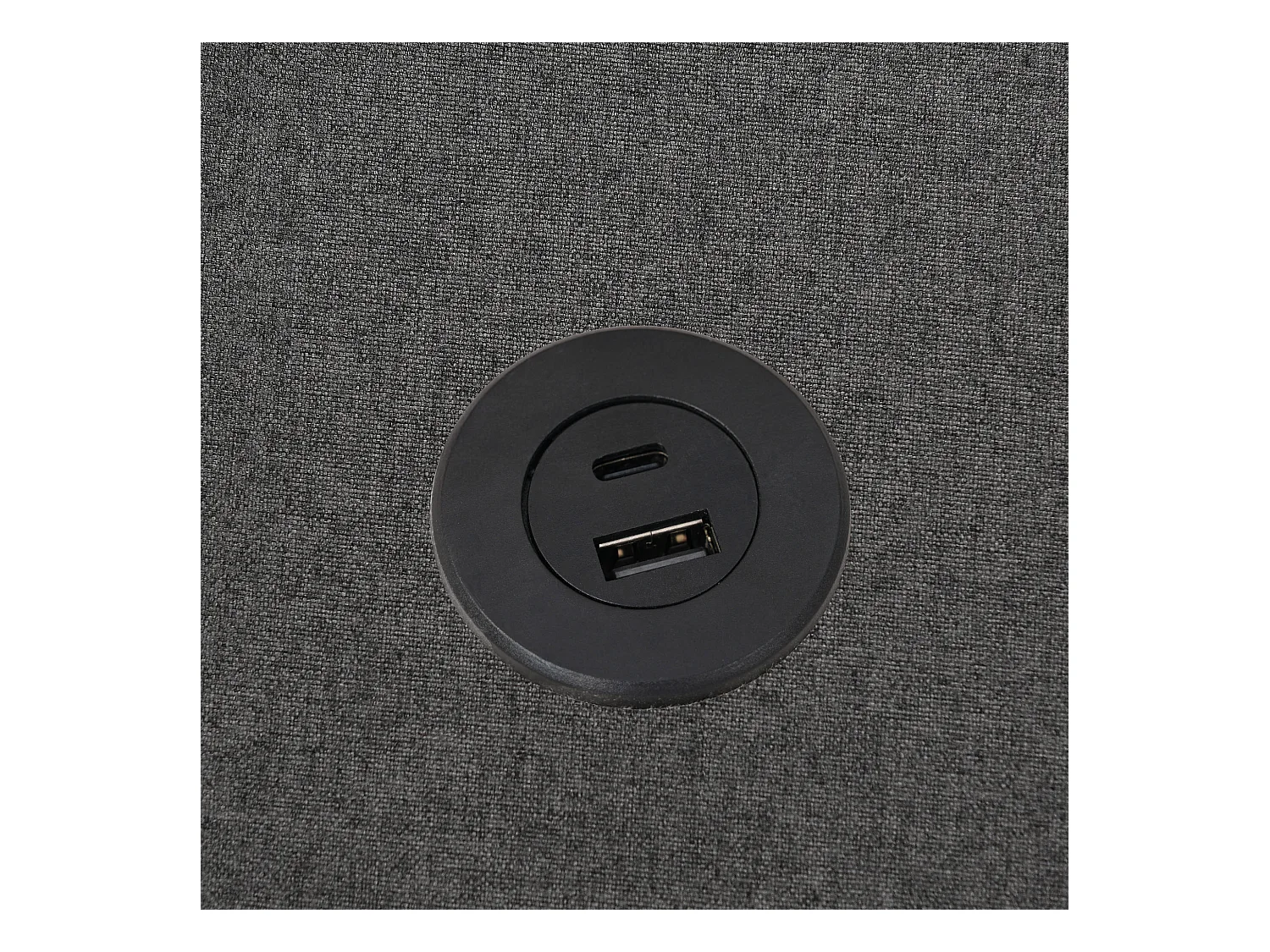 Lit coffre 160x200 cm sans tête de lit - avec USB et rangement latéral - lin coton - gris (sans matelas)