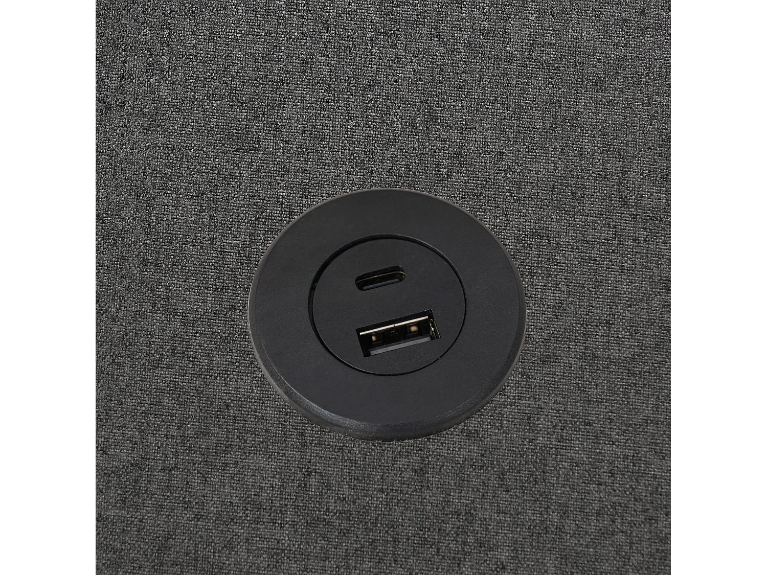 Lit coffre 160x200 cm sans tête de lit - avec USB et rangement latéral - lin coton - gris (sans matelas)