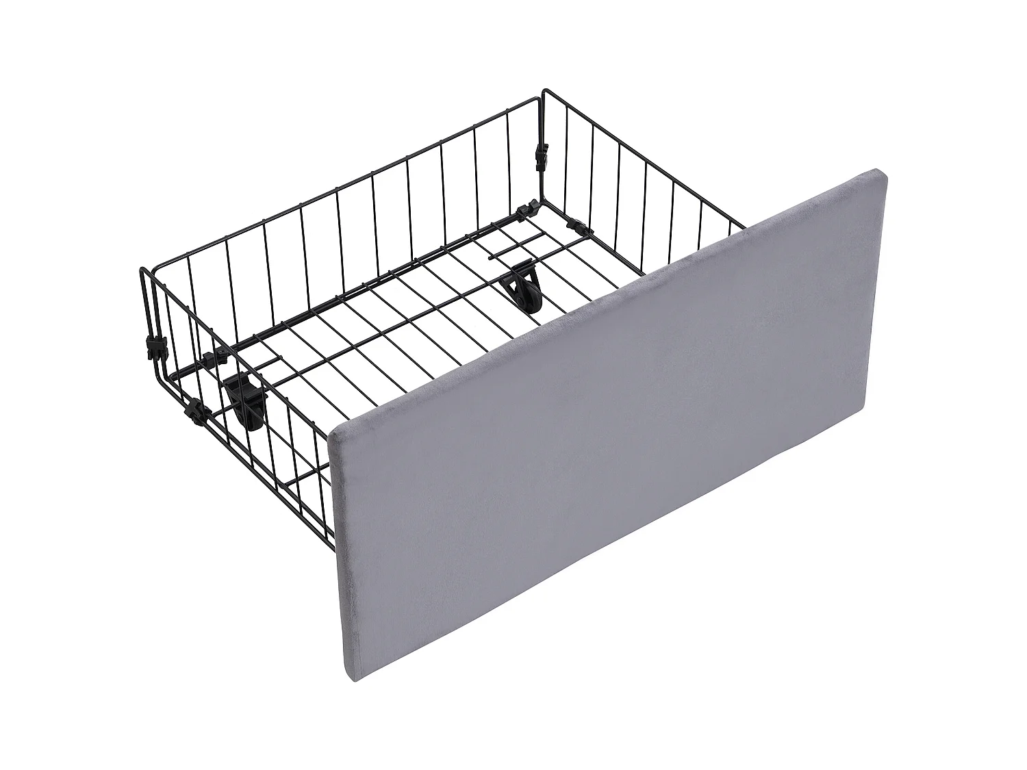 Lit coffre 140x190 cm avec sommier - tête de lit rembourré avec 3 tiroirs - velours - gris (sans matelas)