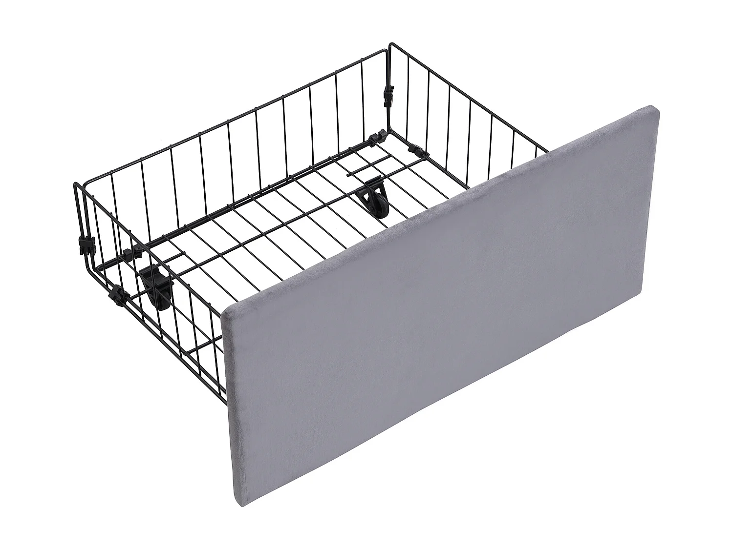 Volwassen opbergbed 140x190 cm met onderstel - gestoffeerd hoofdbord met 3 laden - fluweel - grijs (zonder matras)