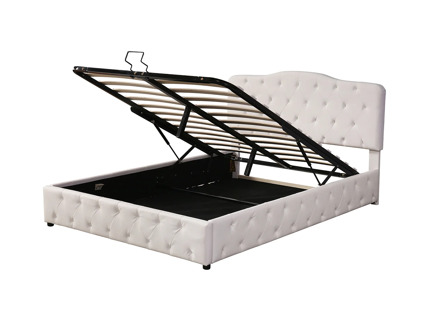 Volwassen opbergbed 140x200cm - tweepersoonsbed met verstelbare bodem en hoofdeinde - PU - wit (zonder matras)