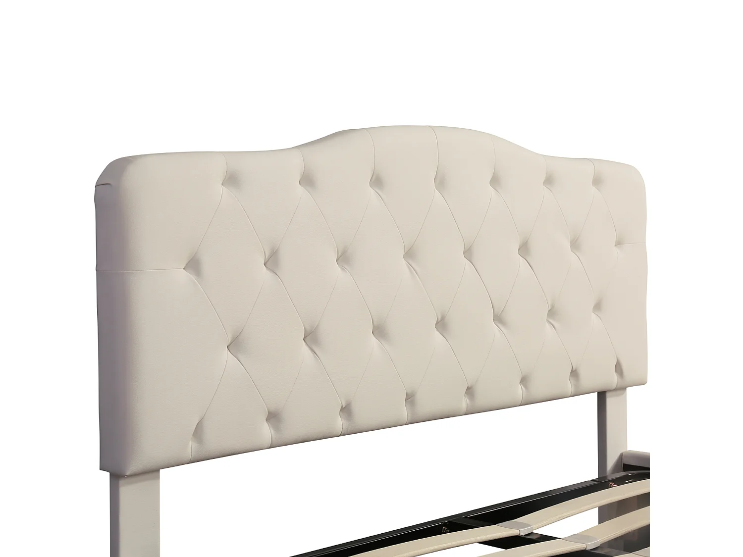 Lit coffre 140x200cm - lit 2 place avec sommier et tête de lit réglable - PU - blanc (sans matelas)