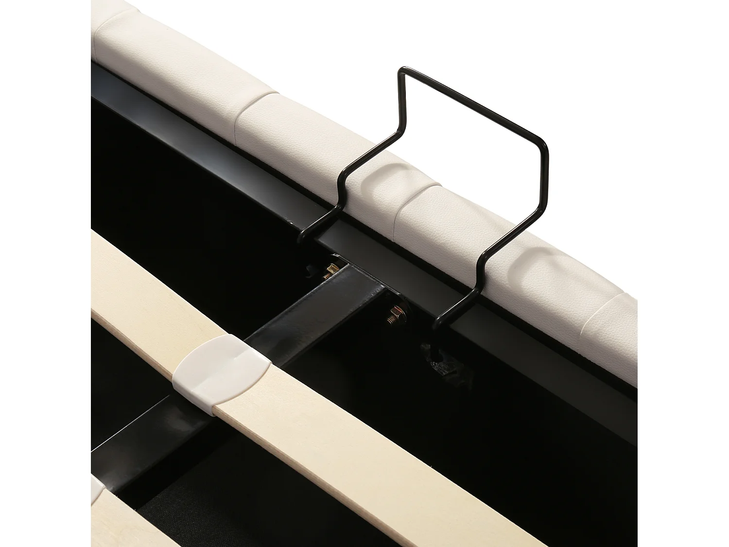 Lit coffre 140x200cm - lit 2 place avec sommier et tête de lit réglable - PU - blanc (sans matelas)