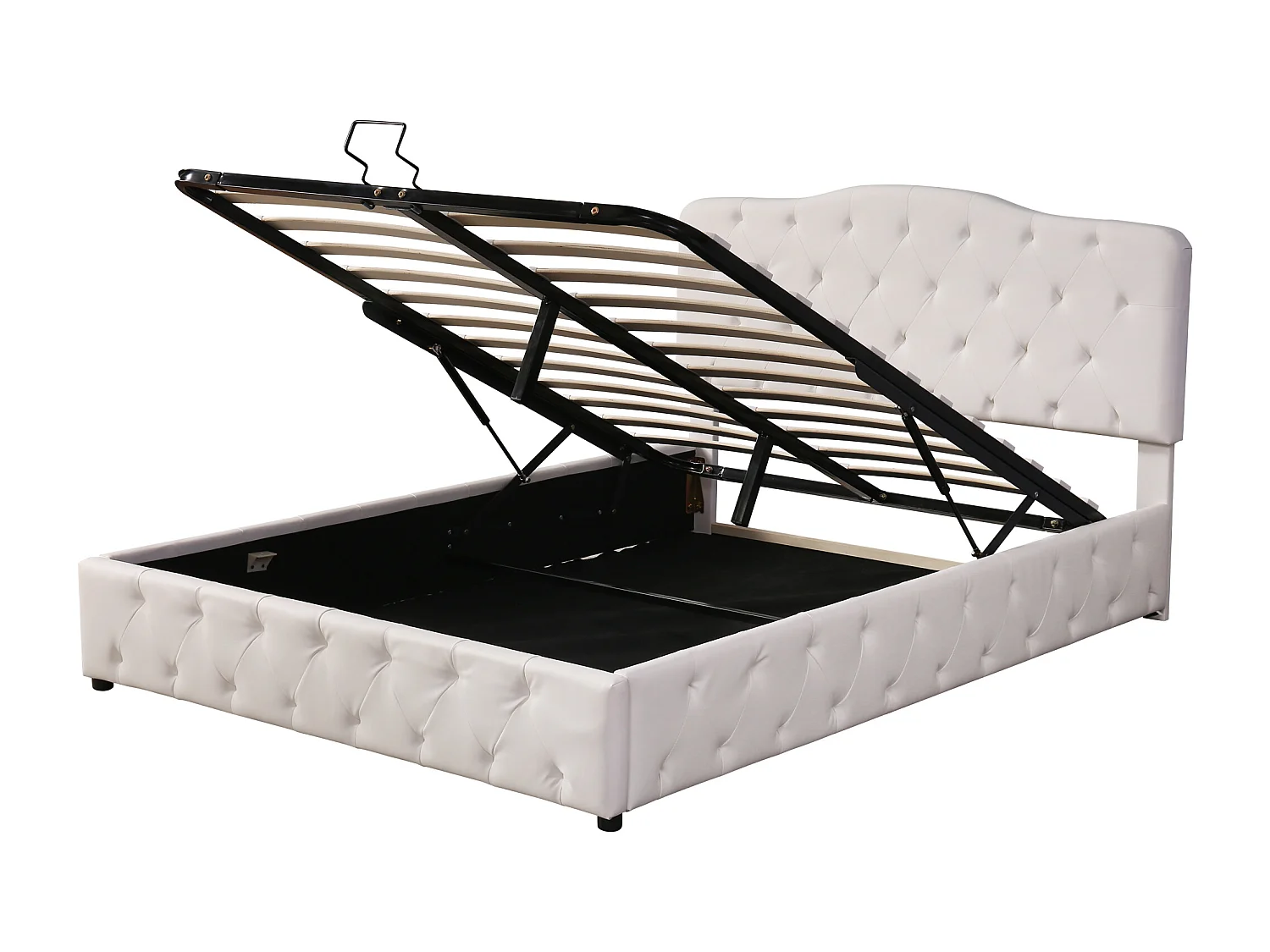 Volwassen opbergbed 140x200cm - tweepersoonsbed met verstelbare bodem en hoofdeinde - PU - wit (zonder matras)