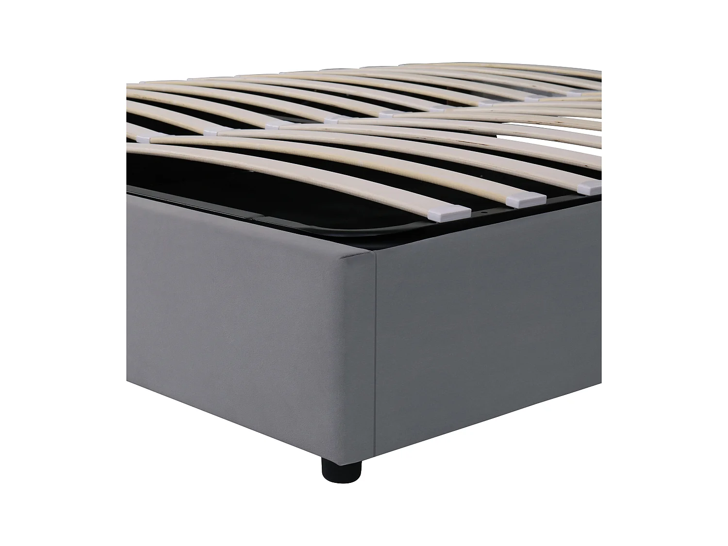 Volwassen opbergbed 180x200 cm met onderstel - groot hoofdeinde met richtingslicht en USB - fluweel - grijs (zonder matras)