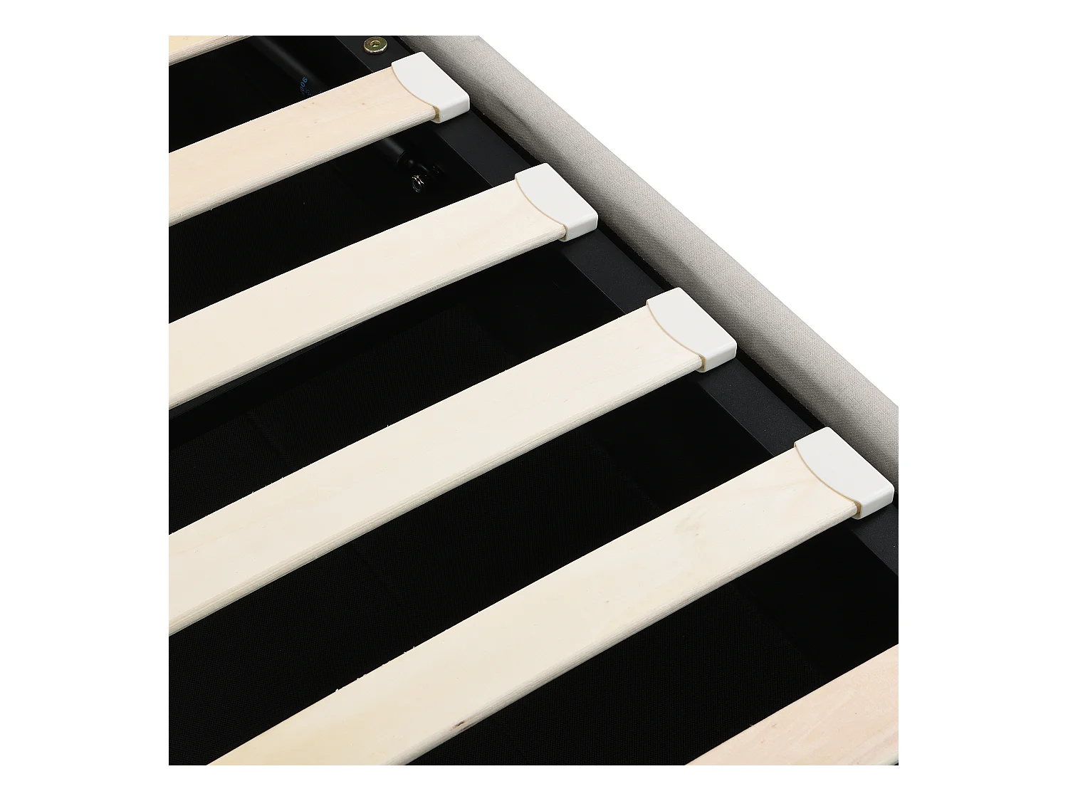 Lit coffre 140x190 cm avec sommier à lattes - tête de lit capitonnée en lin - gris (sans matelas)