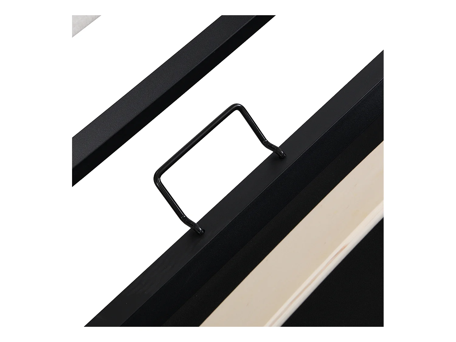 Lit coffre 140x190 cm avec sommier à lattes - tête de lit capitonnée en lin - gris (sans matelas)