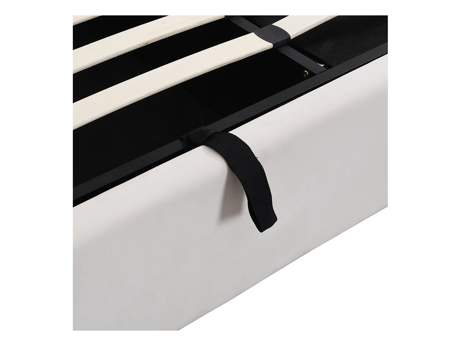 Lit coffre 180x200 cm avec sommier - tête de lit rembourré avec 3 tiroirs - velours - beige - blanc (sans matelas)