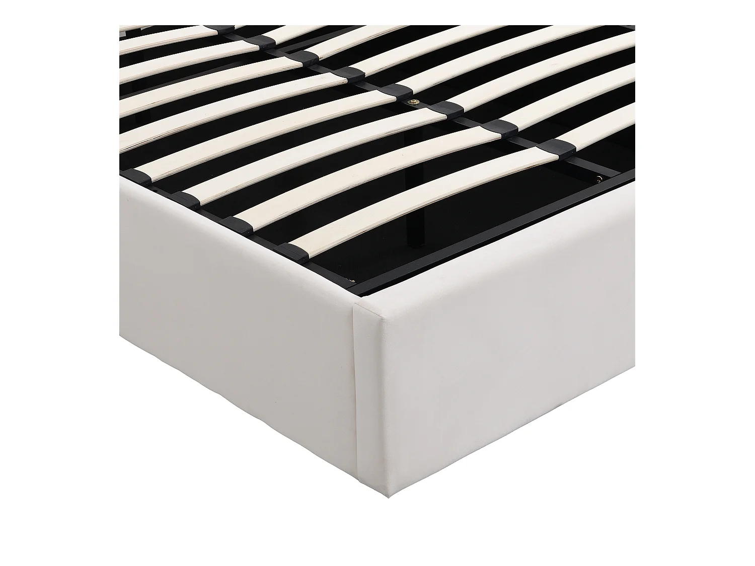 Lit coffre 180x200 cm avec sommier - tête de lit rembourré avec 3 tiroirs - velours - beige - blanc (sans matelas)