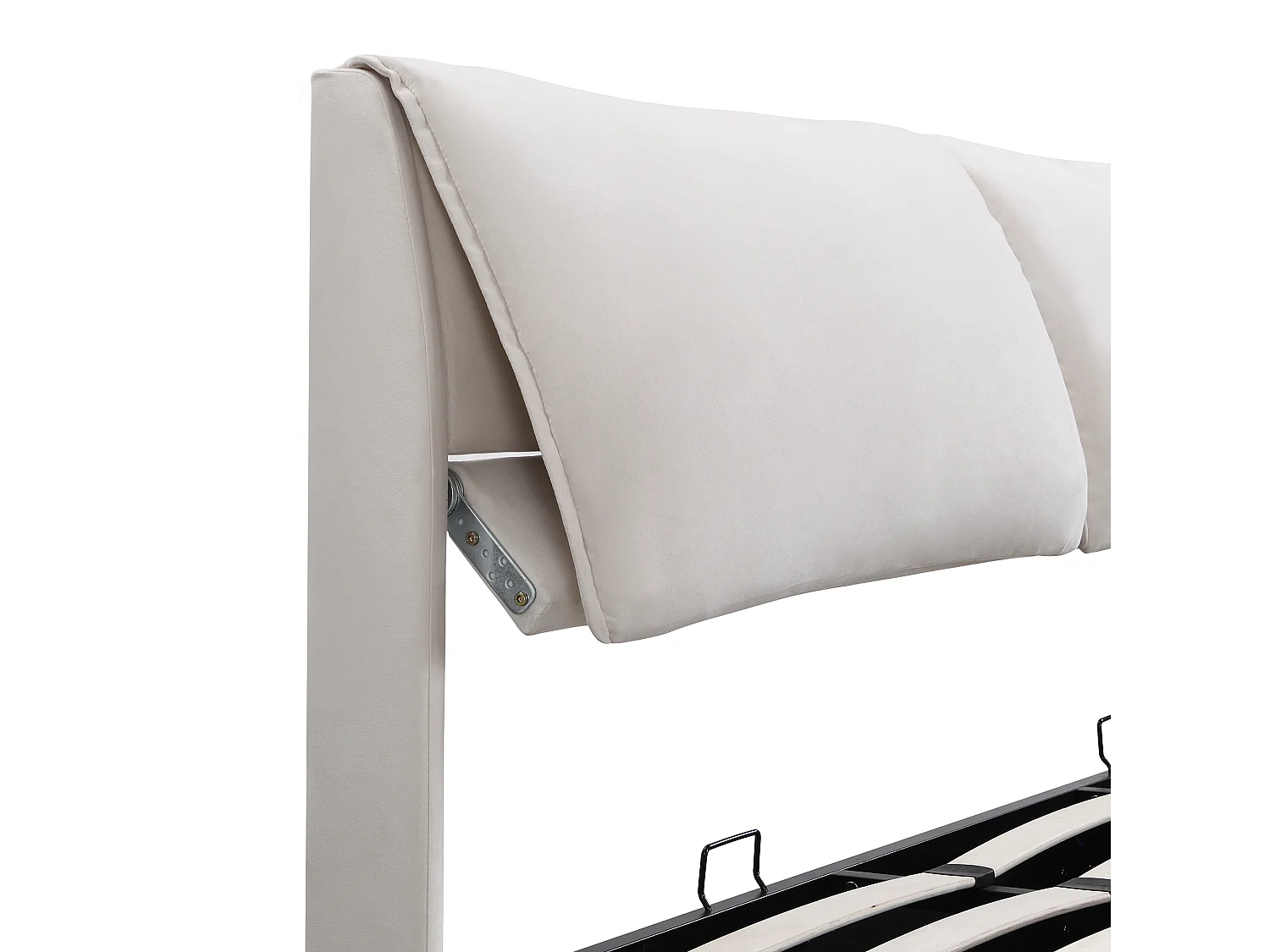 Volwassen opbergbed 180x200 cm met onderstel - gestoffeerd hoofdbord met 3 laden - fluweel - beige - wit (zonder matras)