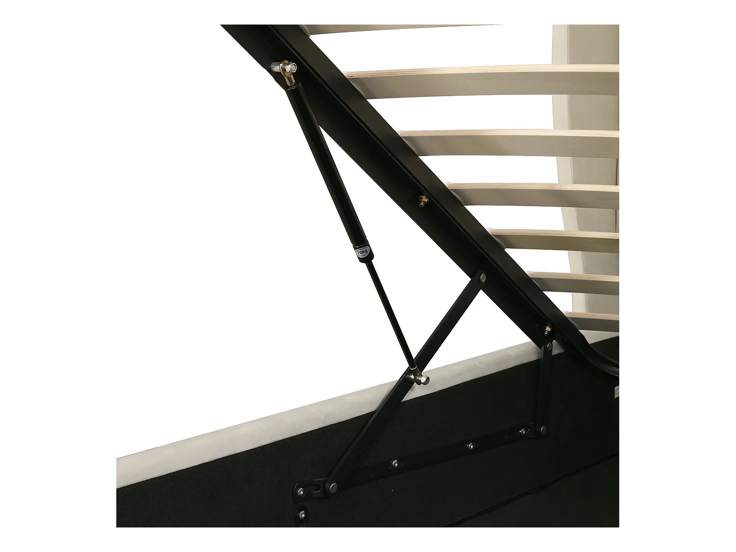 Lit coffre 140x190 cm avec sommier et tête de lit en forme d'oreillel - beige velours (sans matelas)